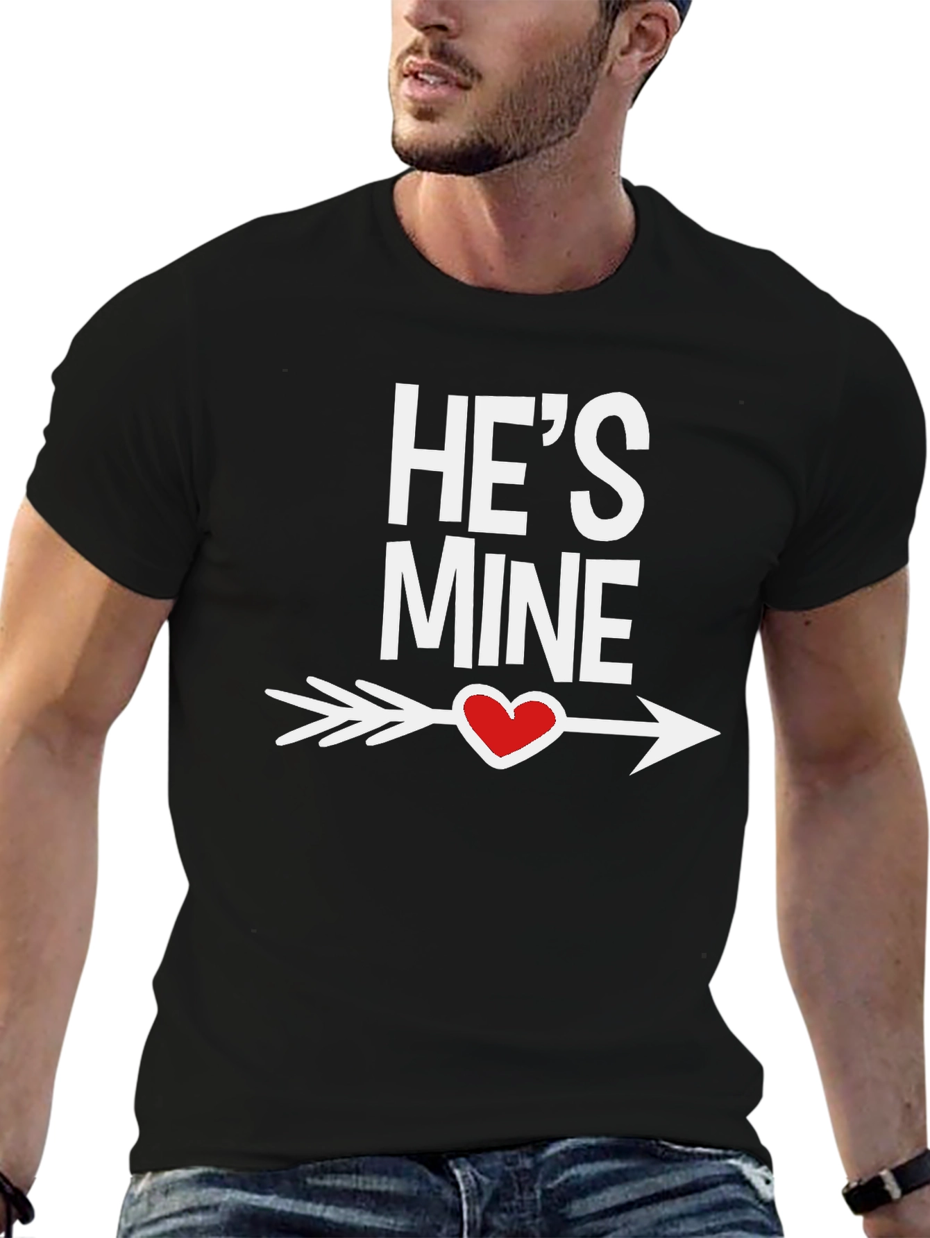 Hes Mine Heart Arrow Black T-Shirt