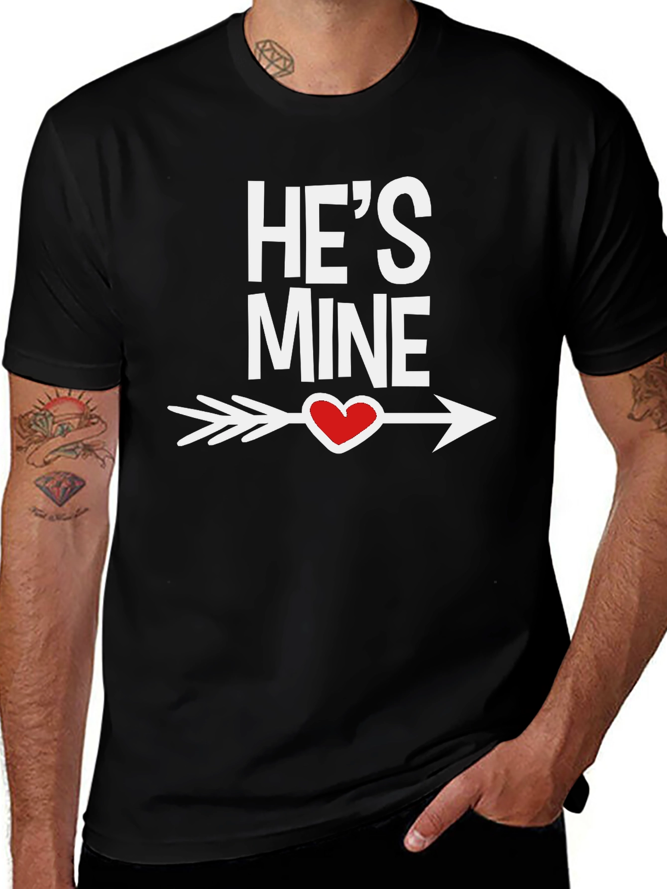 Hes Mine Heart Arrow Black T-Shirt