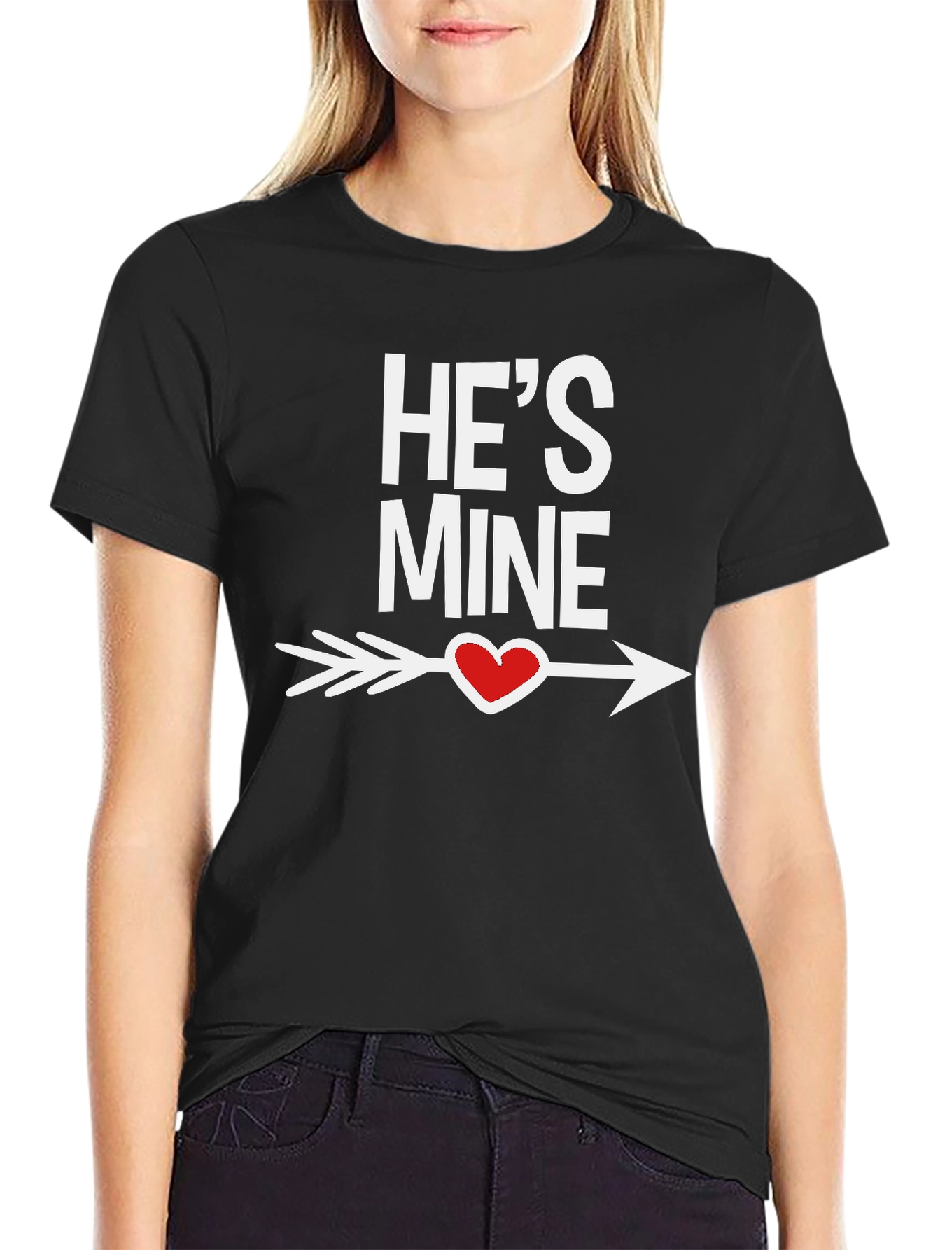 Hes Mine Heart Arrow Black T-Shirt