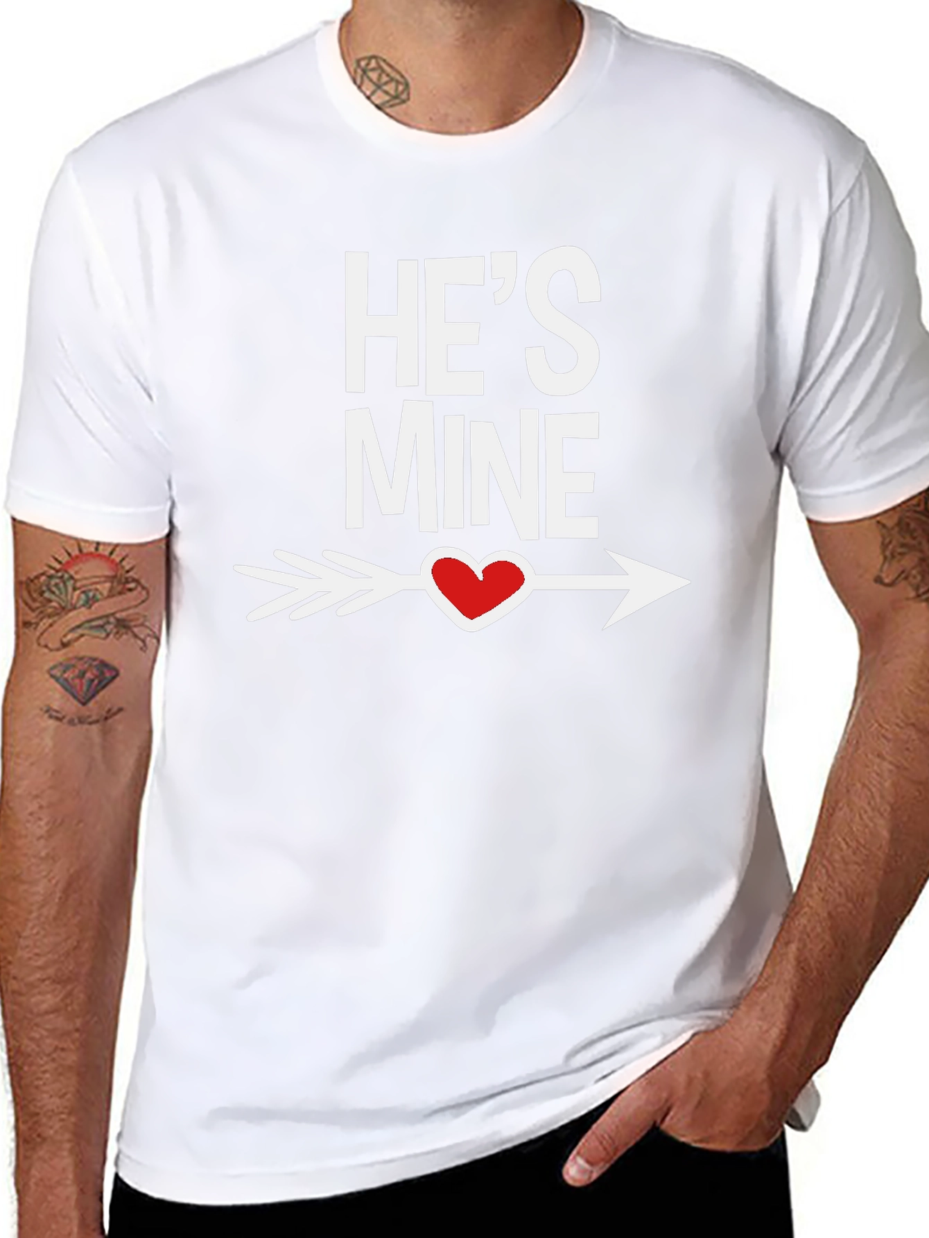 Hes Mine Heart Arrow Black T-Shirt