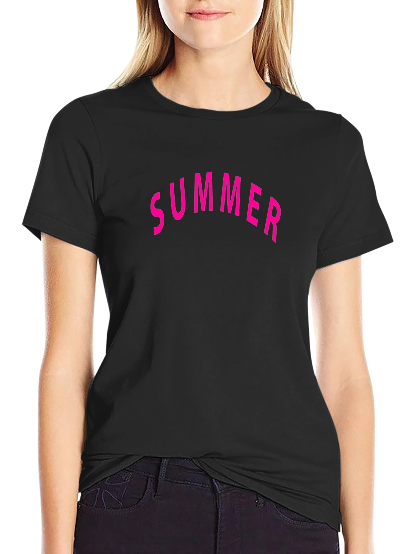 Summer Pink Graphic Black Tee