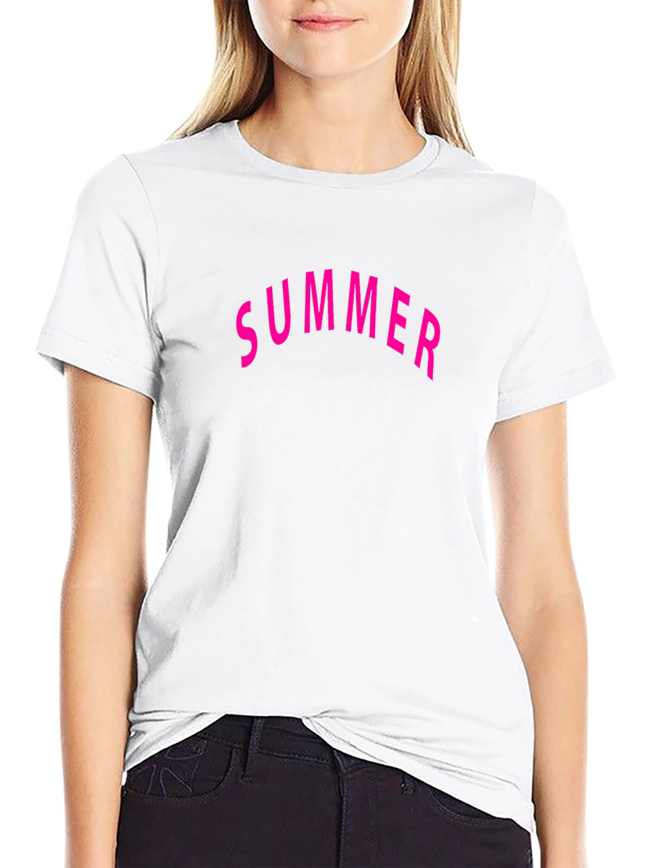 Summer Pink Graphic Black Tee