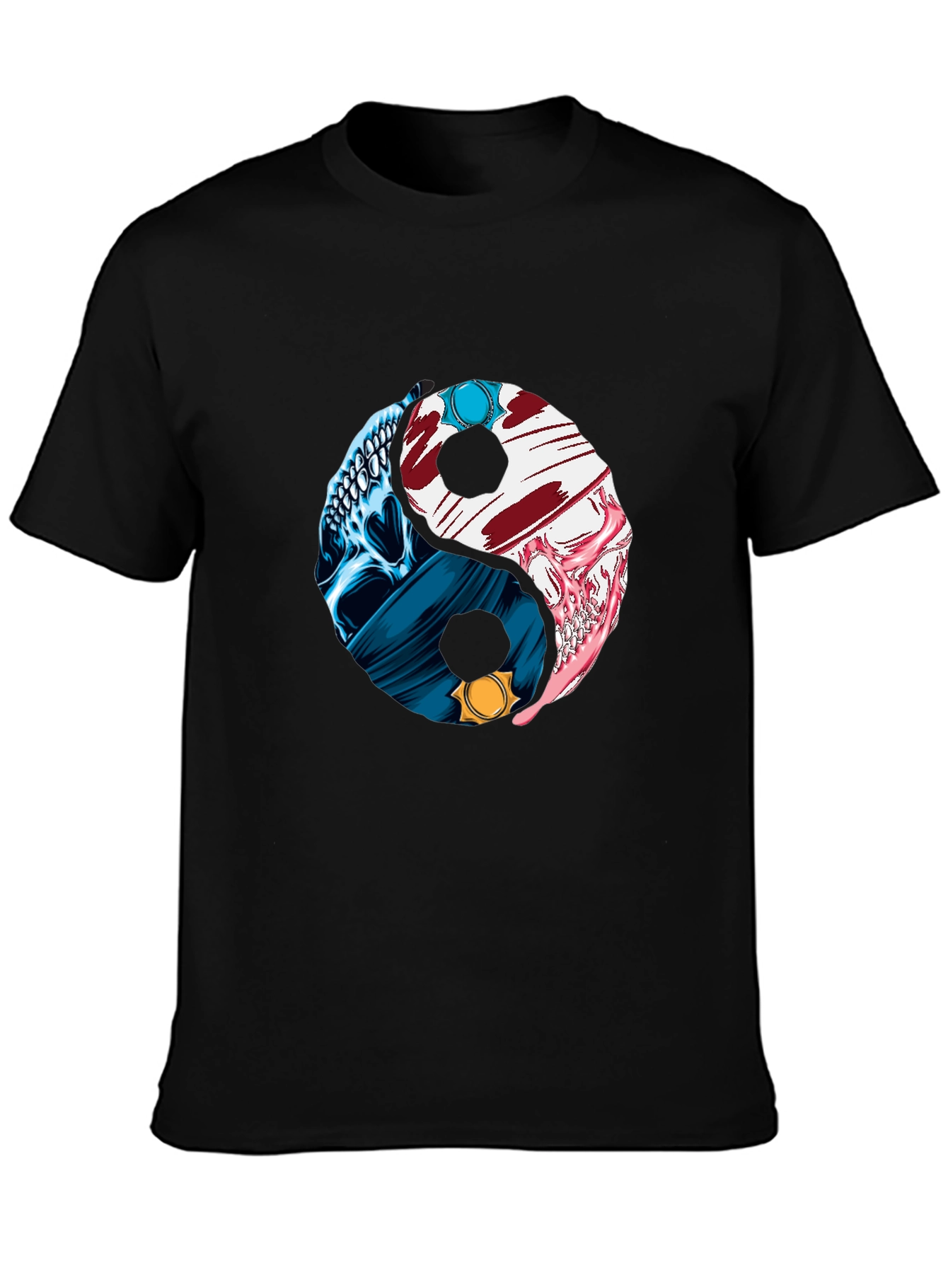 Yin Yang Skull Graphic T-Shirt