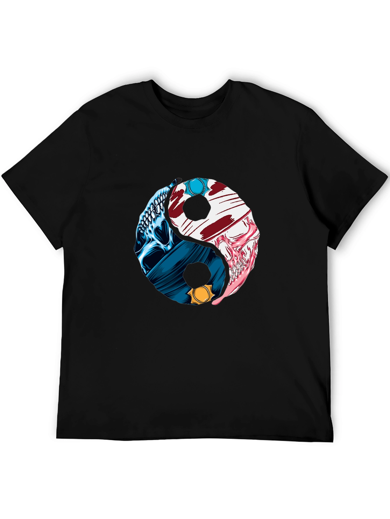 Yin Yang Skull Graphic T-Shirt