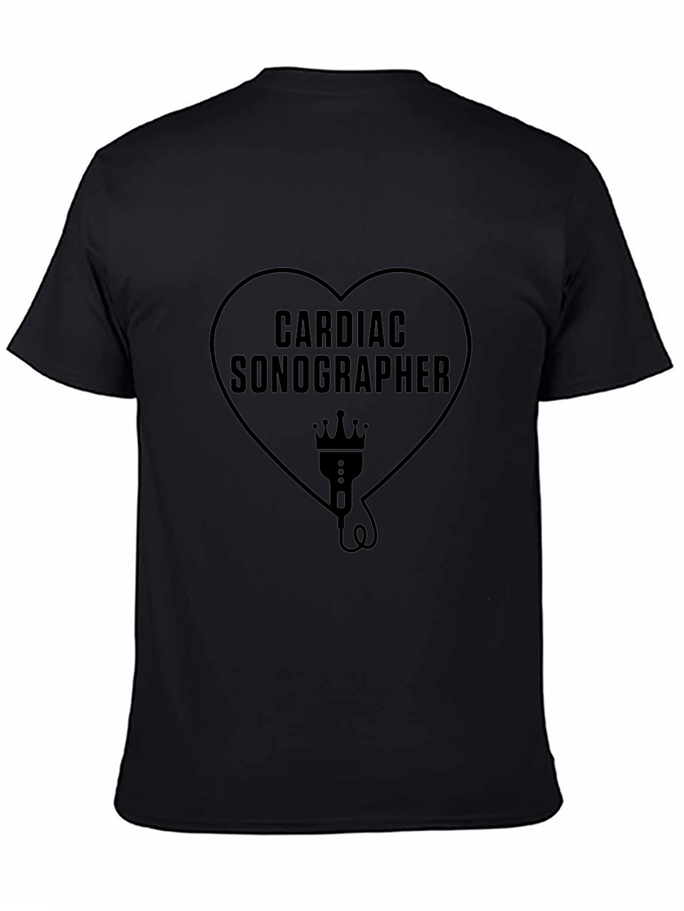 Cardiac Sonographer Heart Graphic Tee - Black Cotton