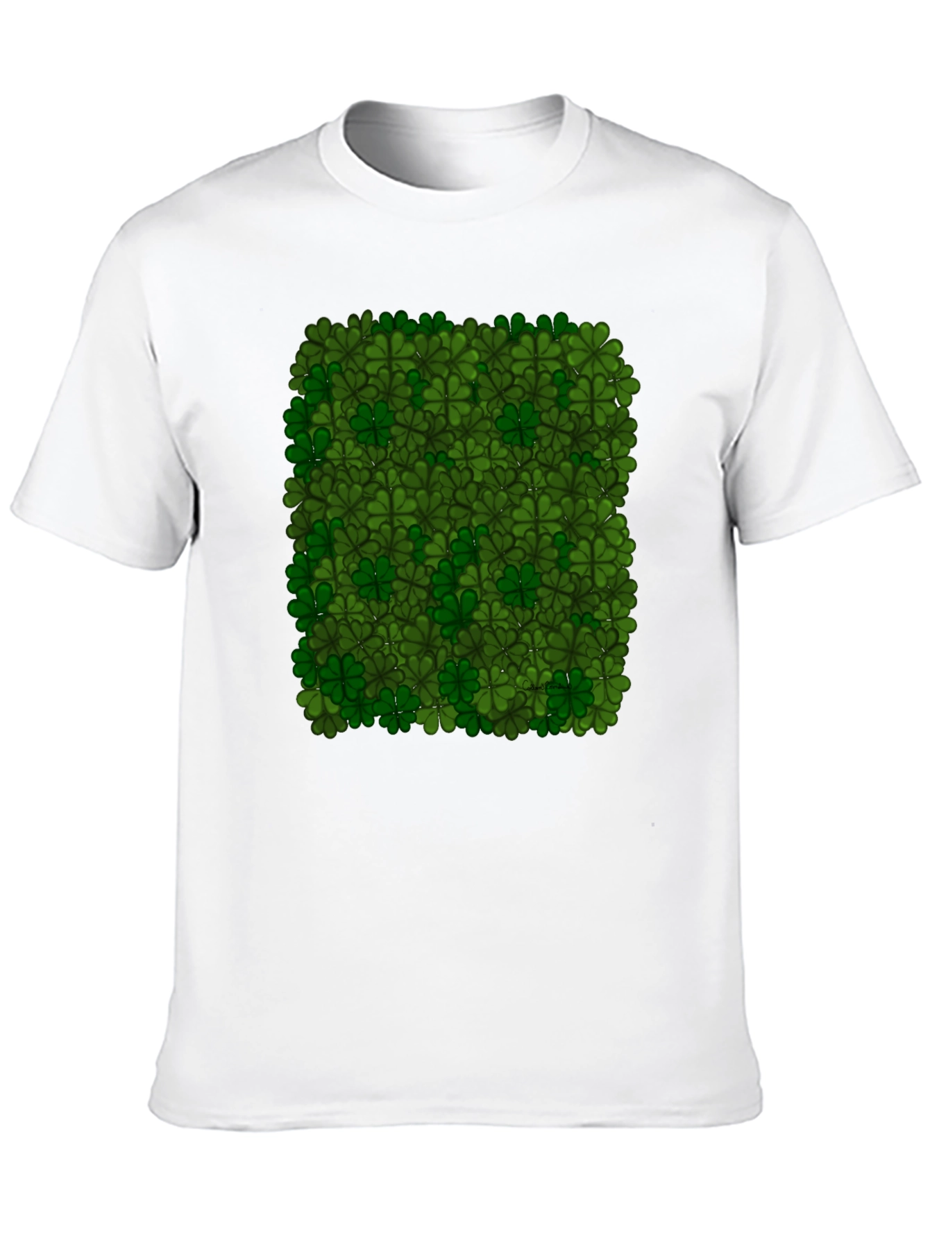 Lucky Clover Pattern Black T-Shirt
