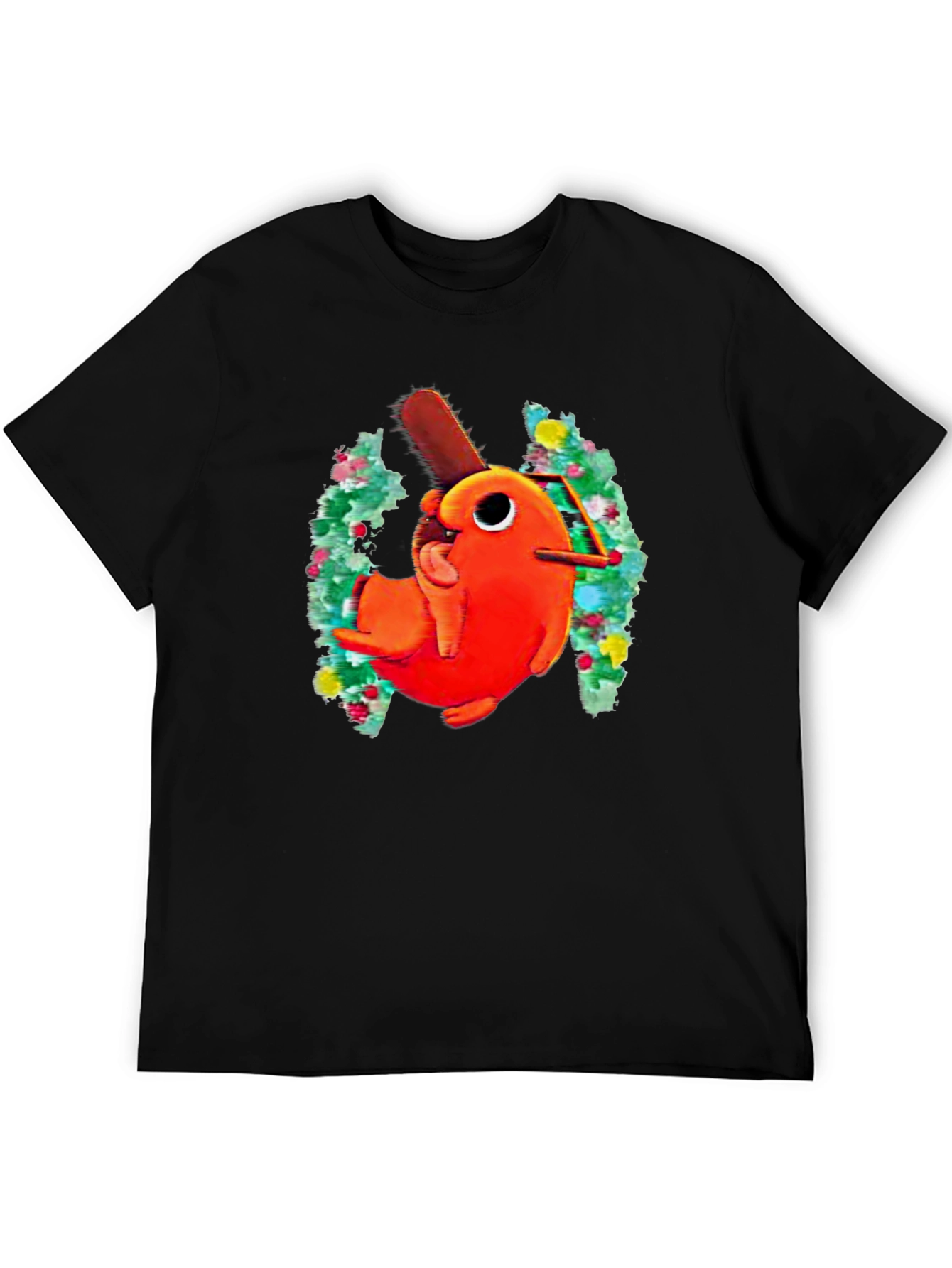 Pochita Chainsaw Dog Graphic Black T-Shirt