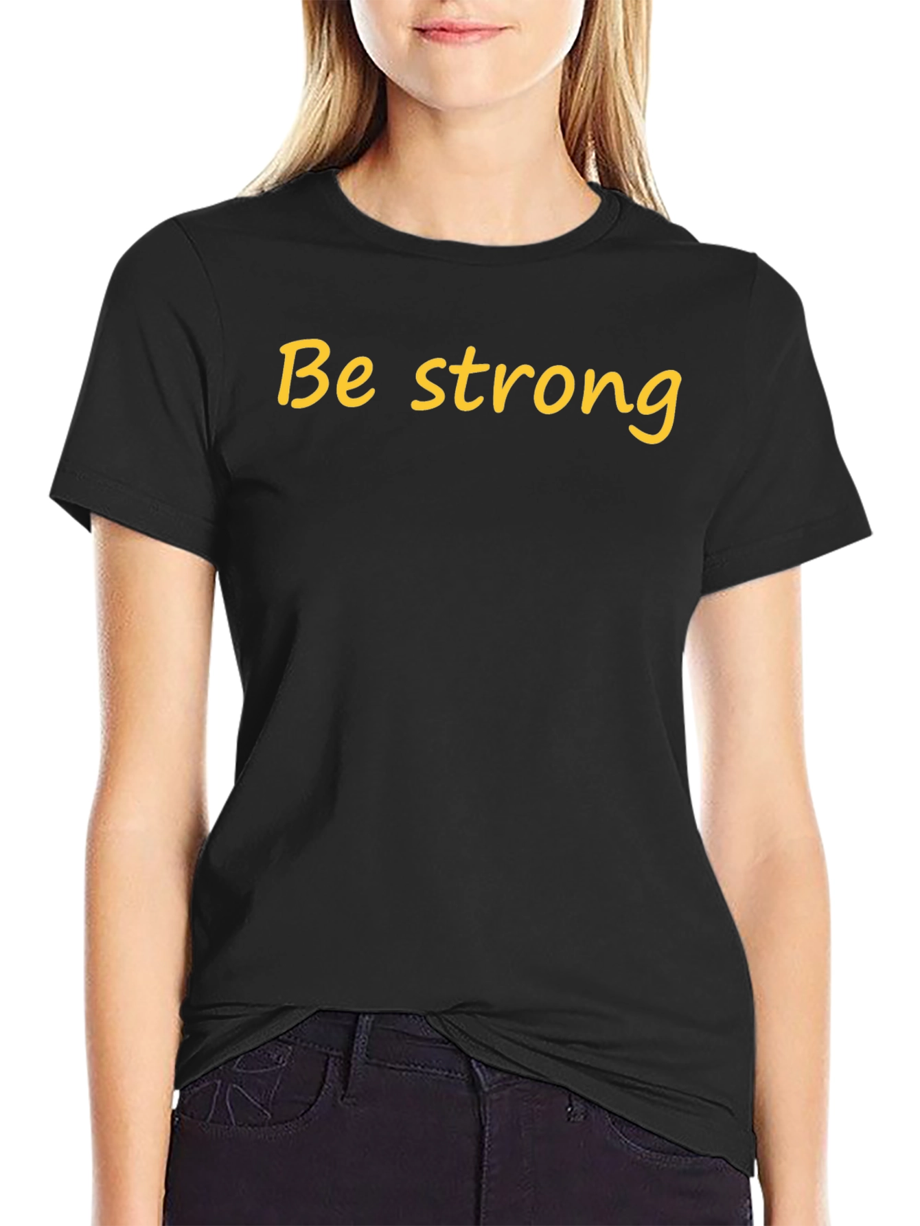 Be Strong Black Cotton T-Shirt