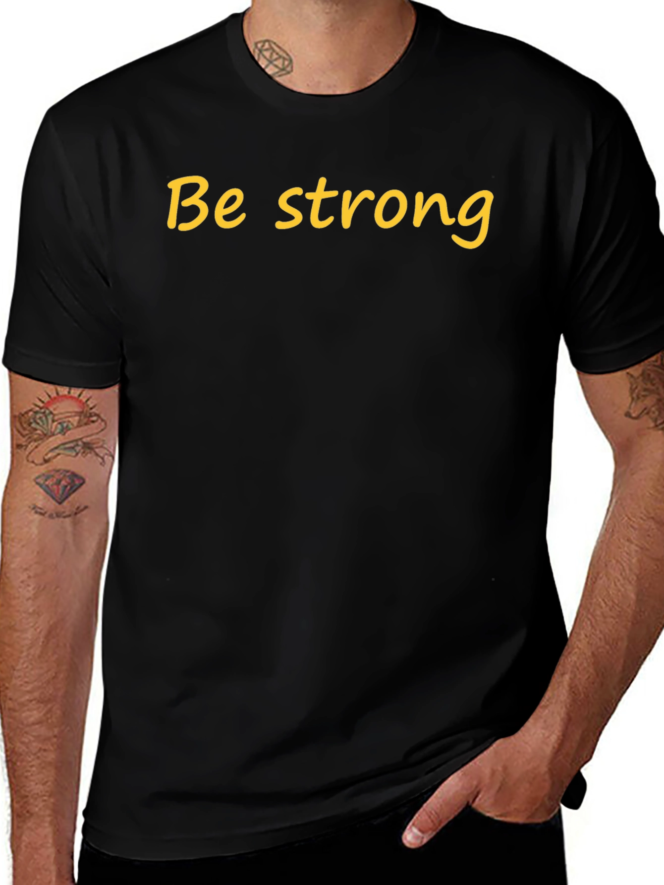 Be Strong Black Cotton T-Shirt