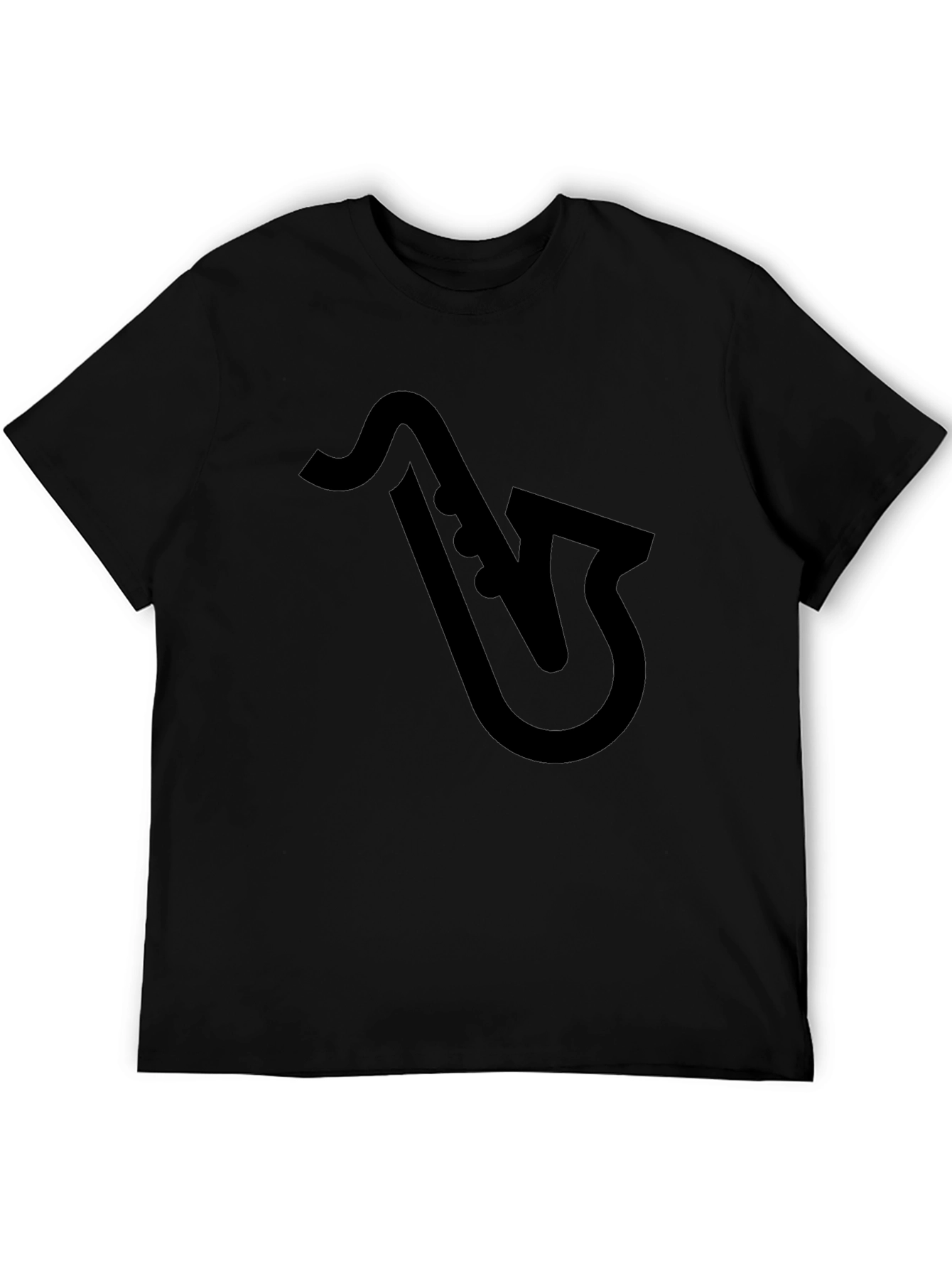 Saxophone Graphic Tee - Black Cotton T-Shirt