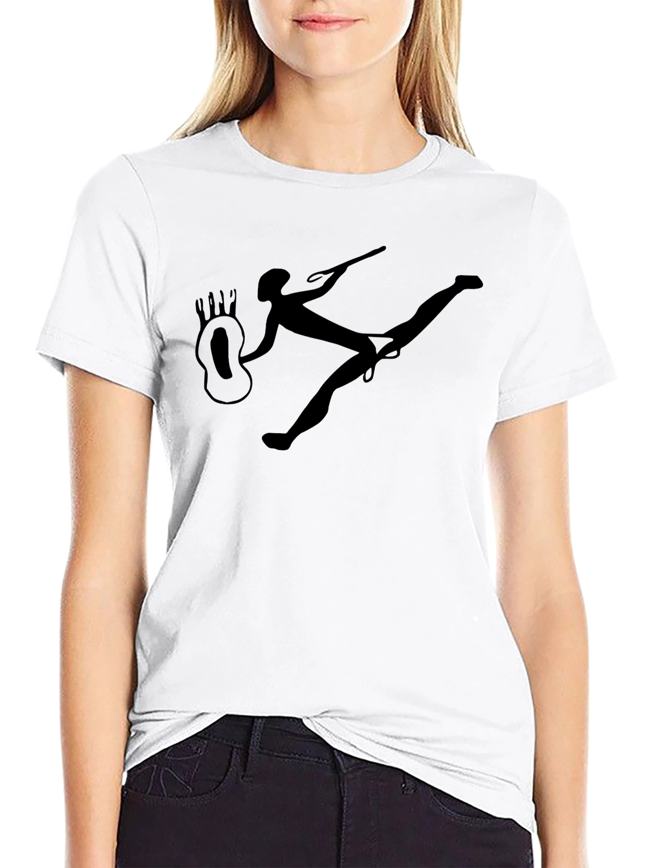 Abstract Silhouette Graphic Tee - Black