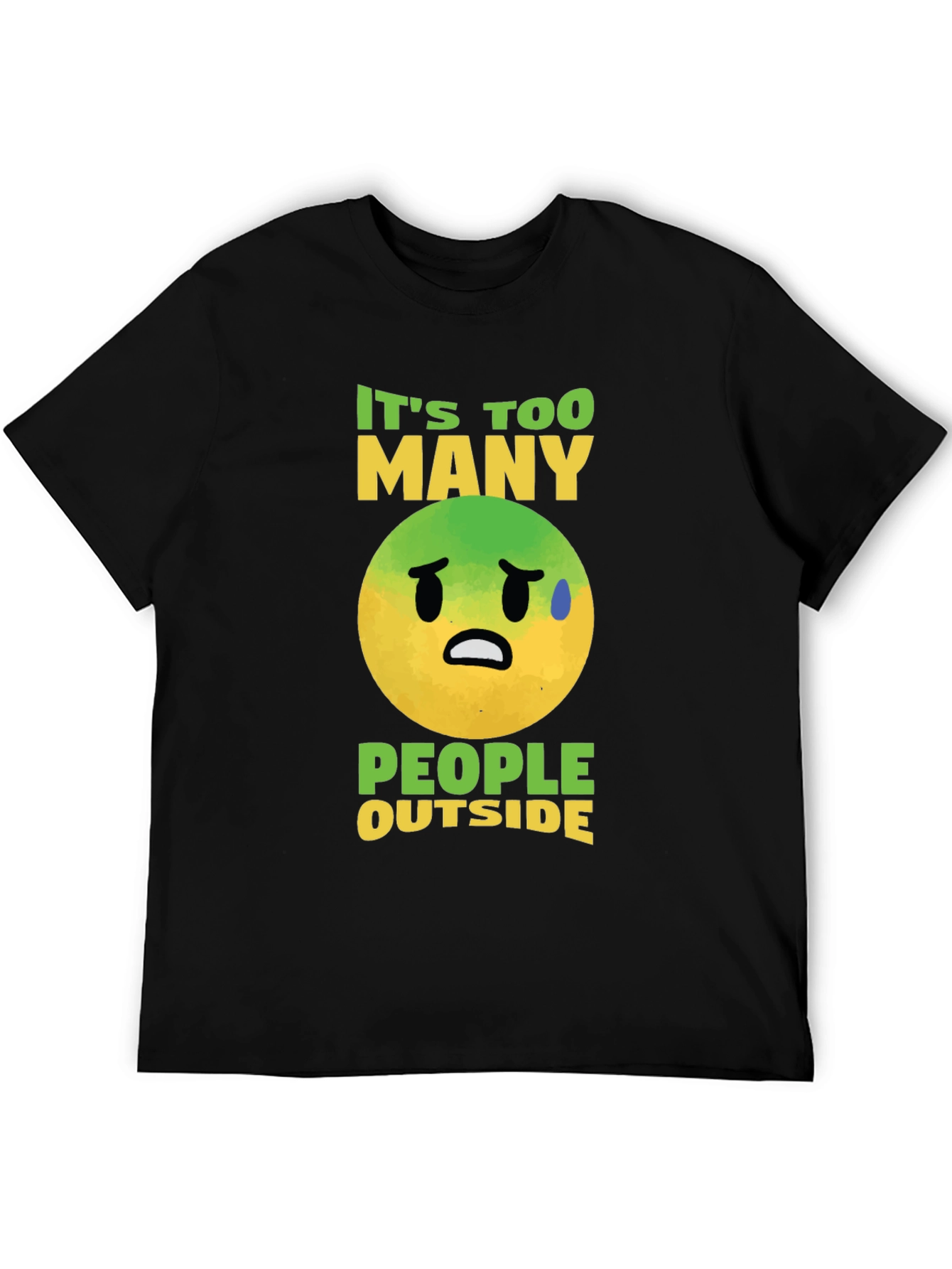 Funny Emoji Graphic T-Shirt - Too Many People Outside