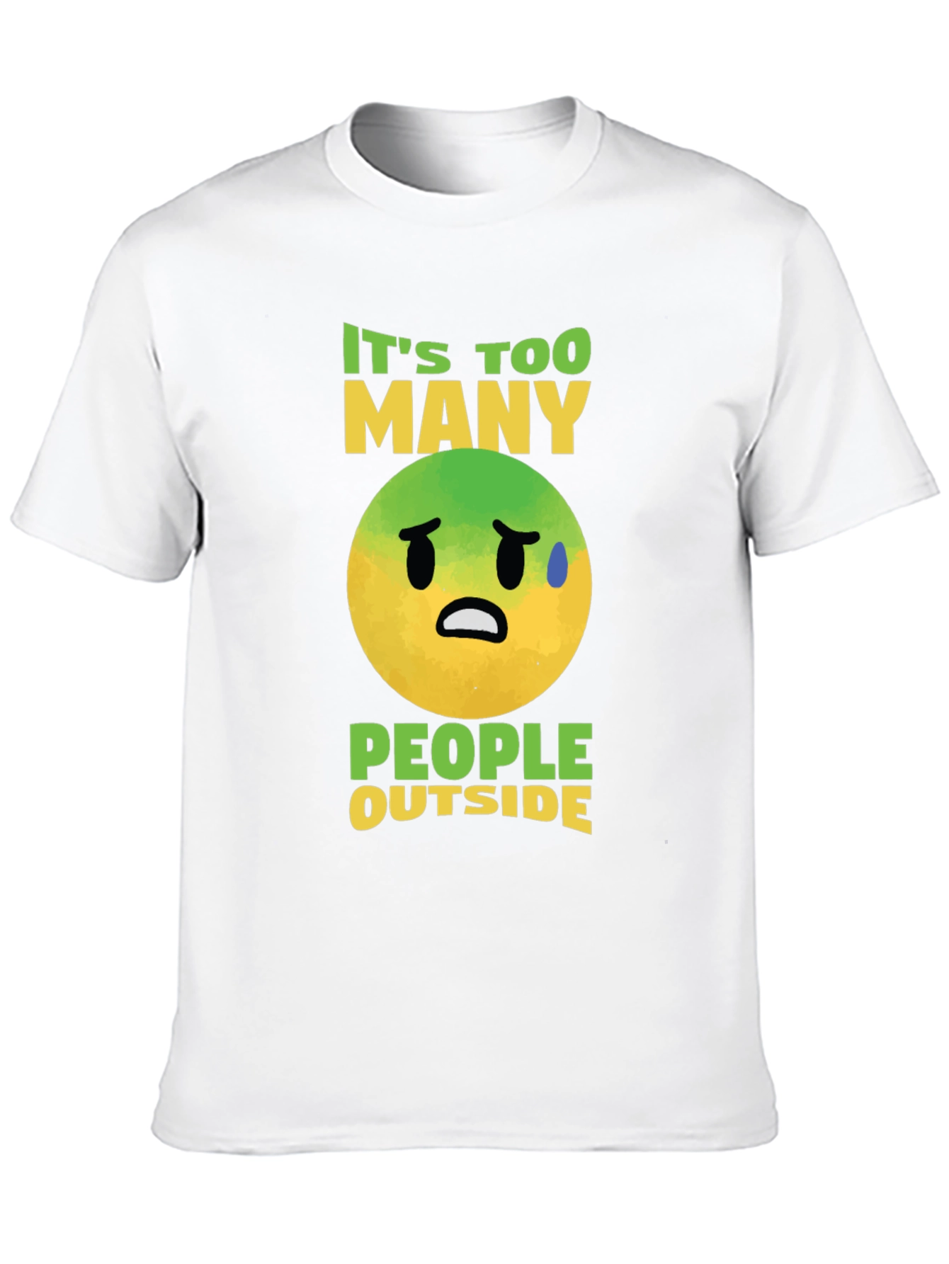 Funny Emoji Graphic T-Shirt - Too Many People Outside