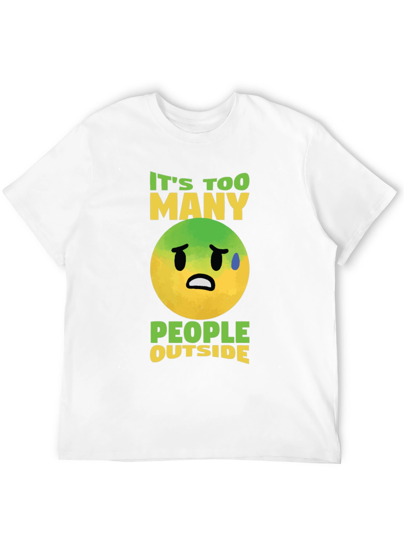 Funny Emoji Graphic T-Shirt - Too Many People Outside