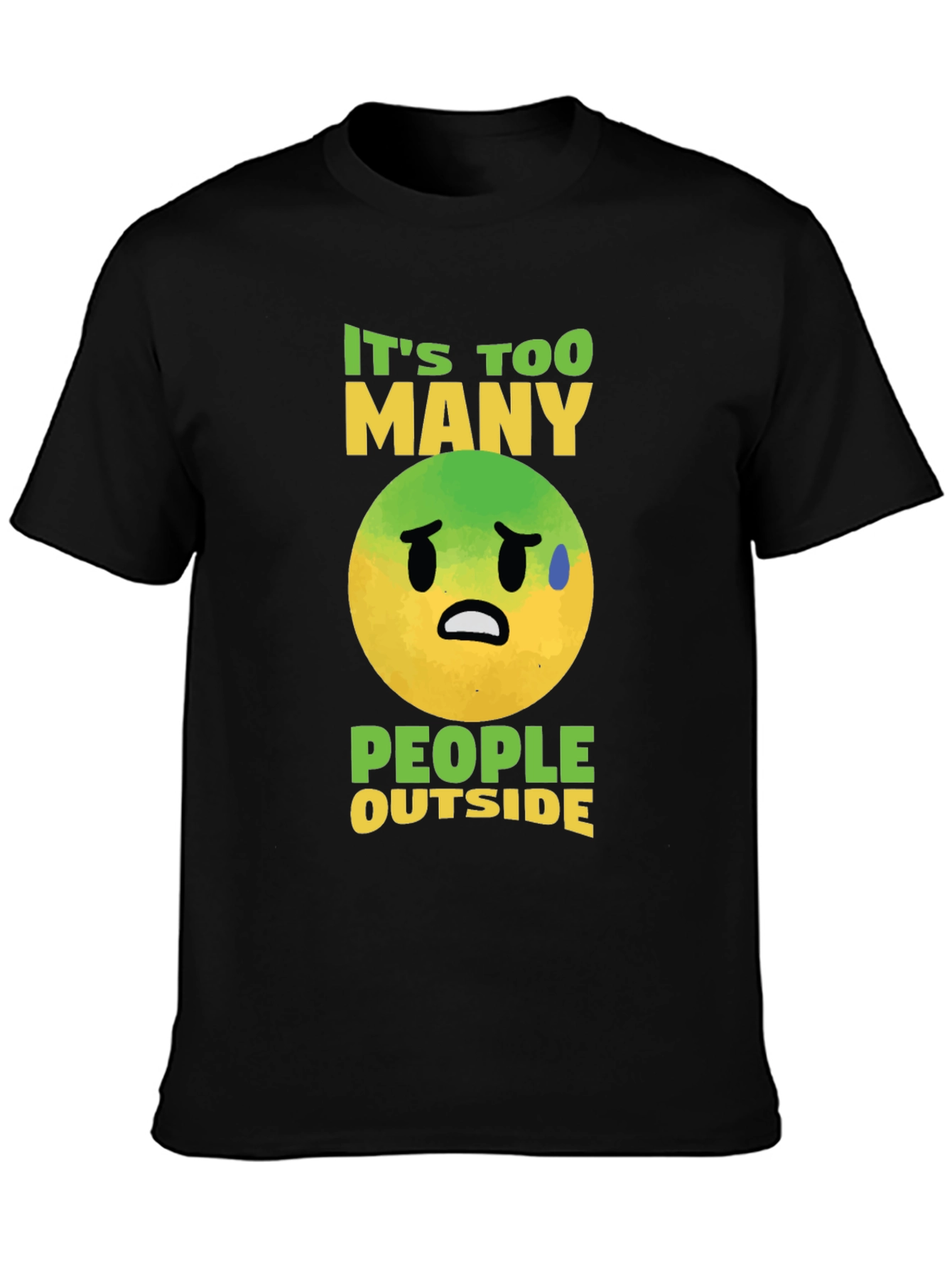 Funny Emoji Graphic T-Shirt - Too Many People Outside