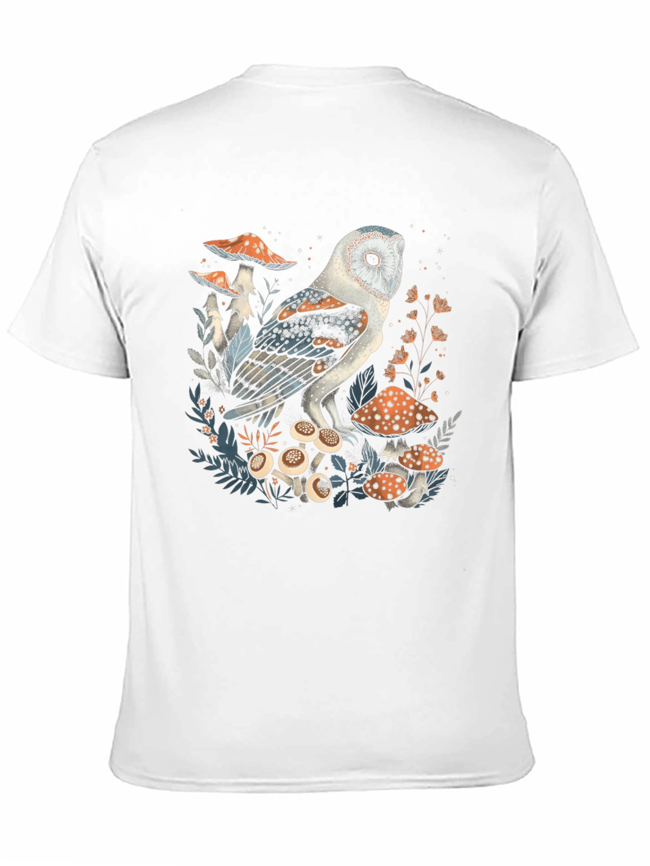 Owl and Mushroom Graphic T-Shirt