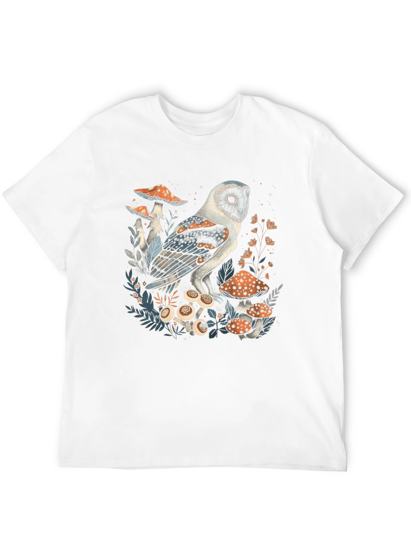 Owl and Mushroom Graphic T-Shirt