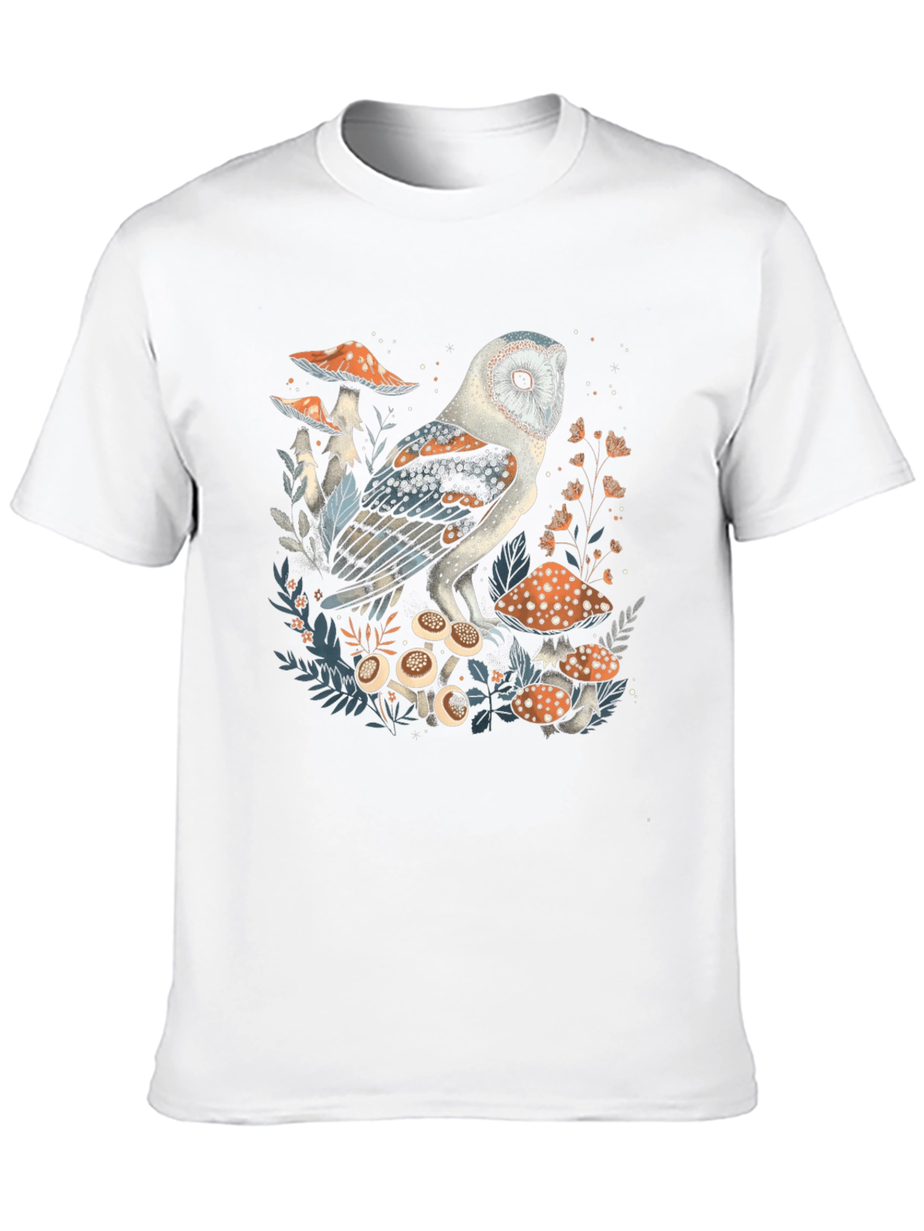 Owl and Mushroom Graphic T-Shirt