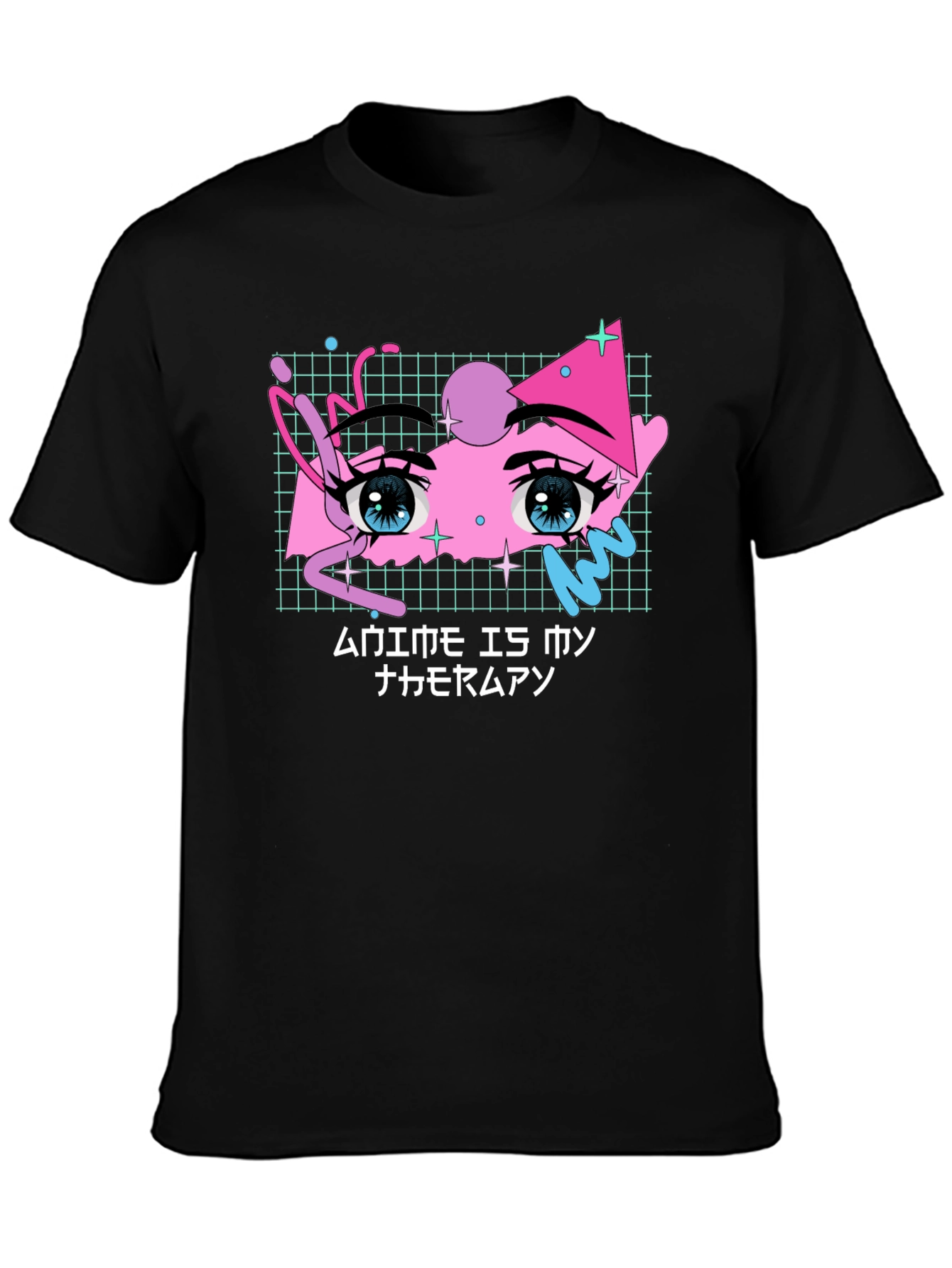 Anime Eyes Graphic Black T-Shirt