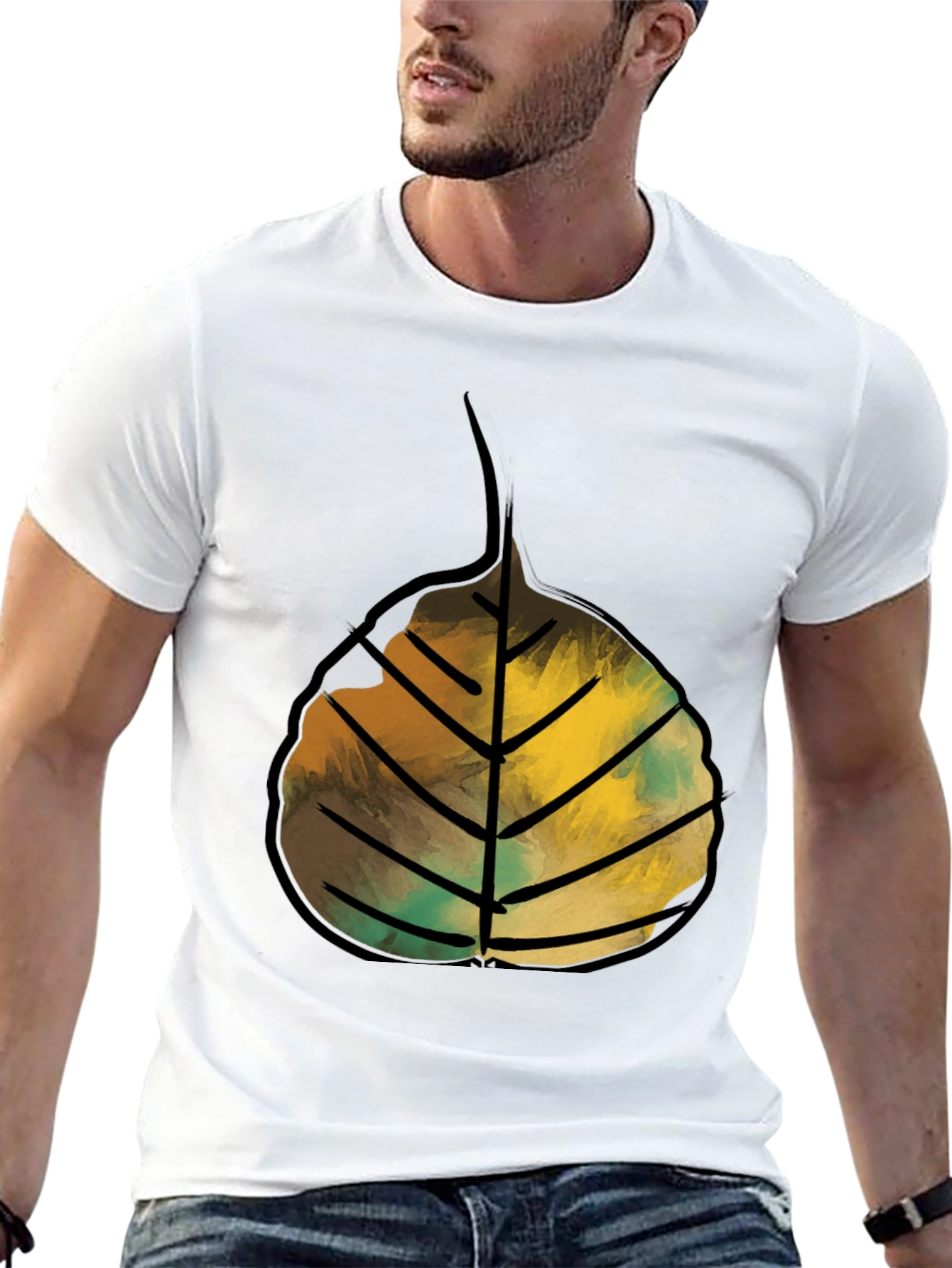 Leaf Graphic Print Crew Neck Tee