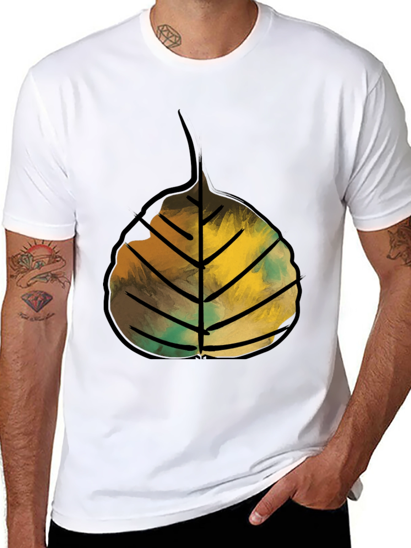 Leaf Graphic Print Crew Neck Tee