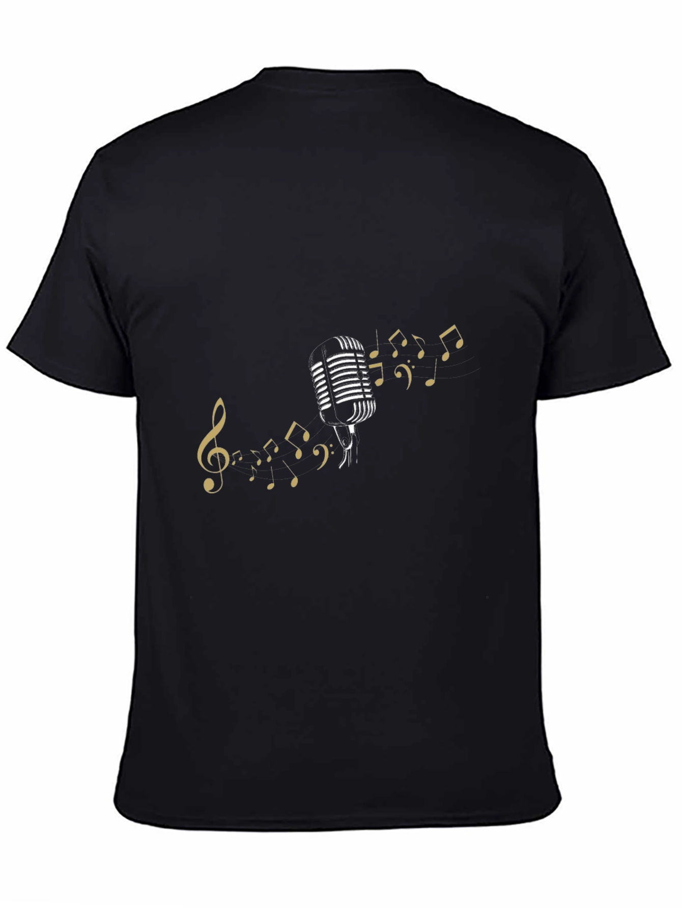 Retro Mic & Music Notes Black Tee