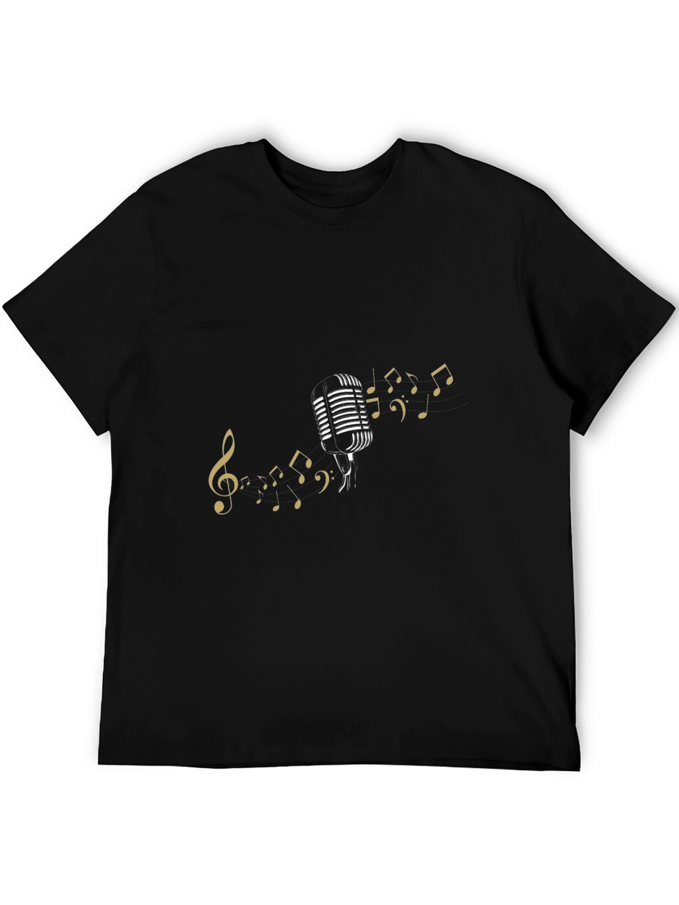 Retro Mic & Music Notes Black Tee