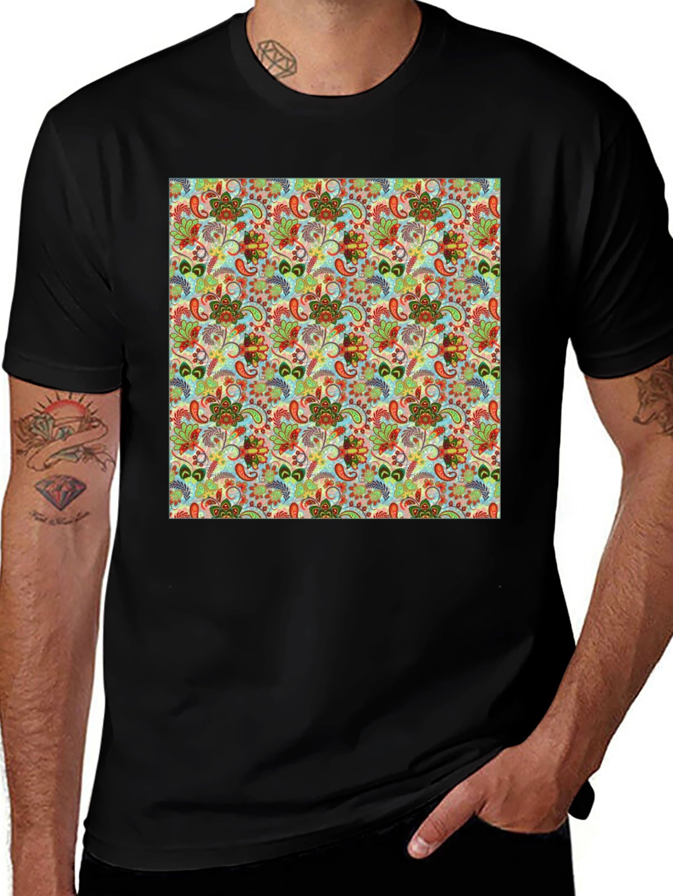 Floral Pattern Crew Neck Tee