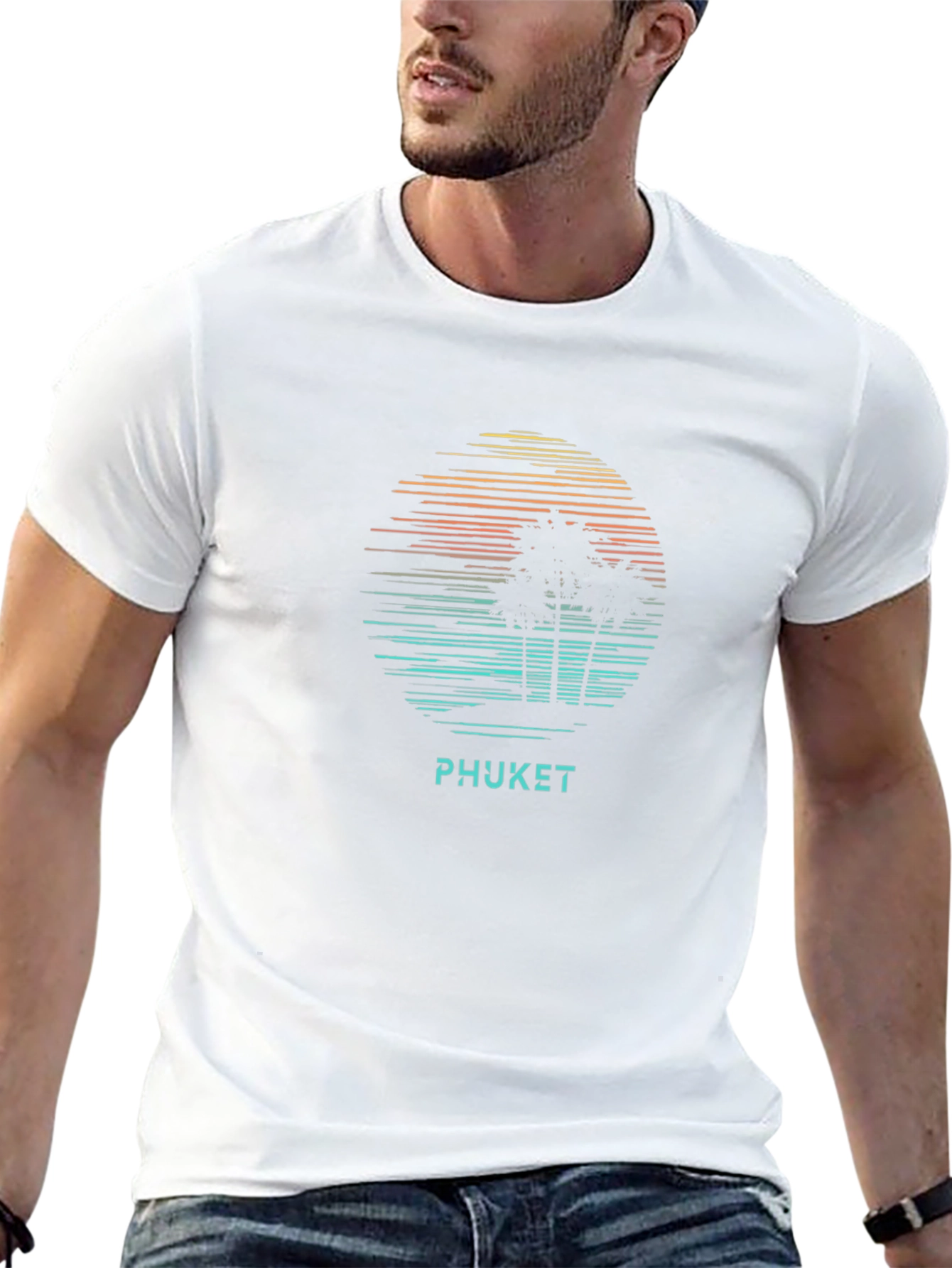 Phuket Graphic T-Shirt - Island Palm Tree Sunset Tee