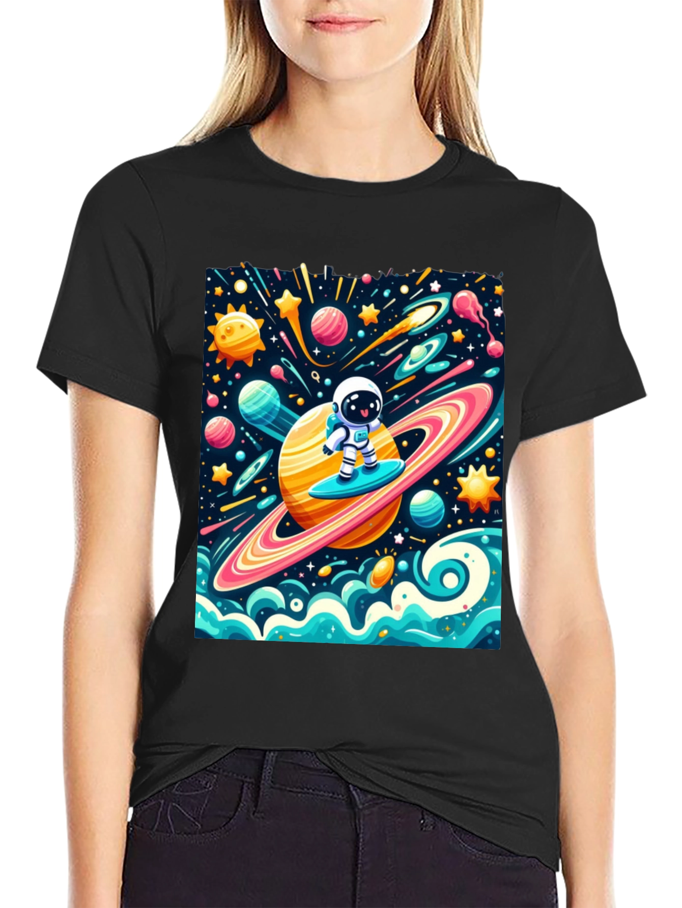 Astronaut Surfing Space T-Shirt