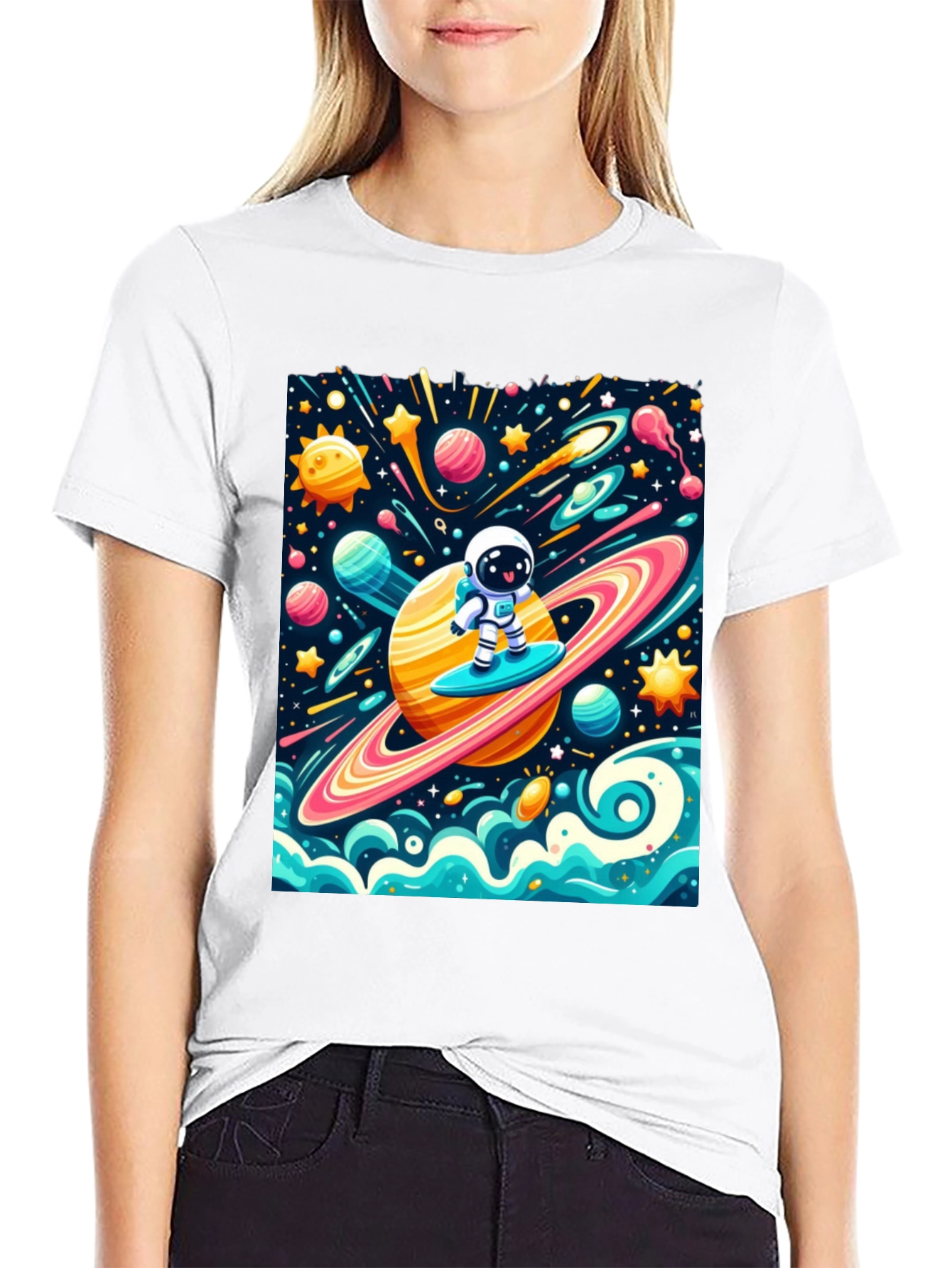 Astronaut Surfing Space T-Shirt
