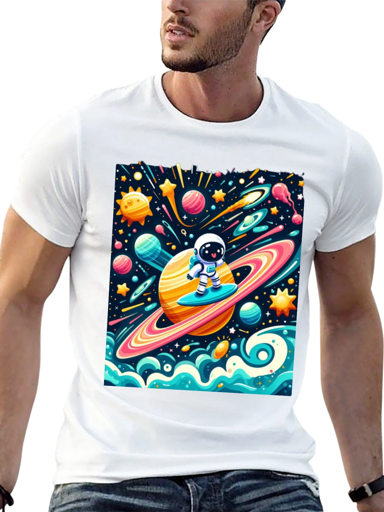 Astronaut Surfing Space T-Shirt