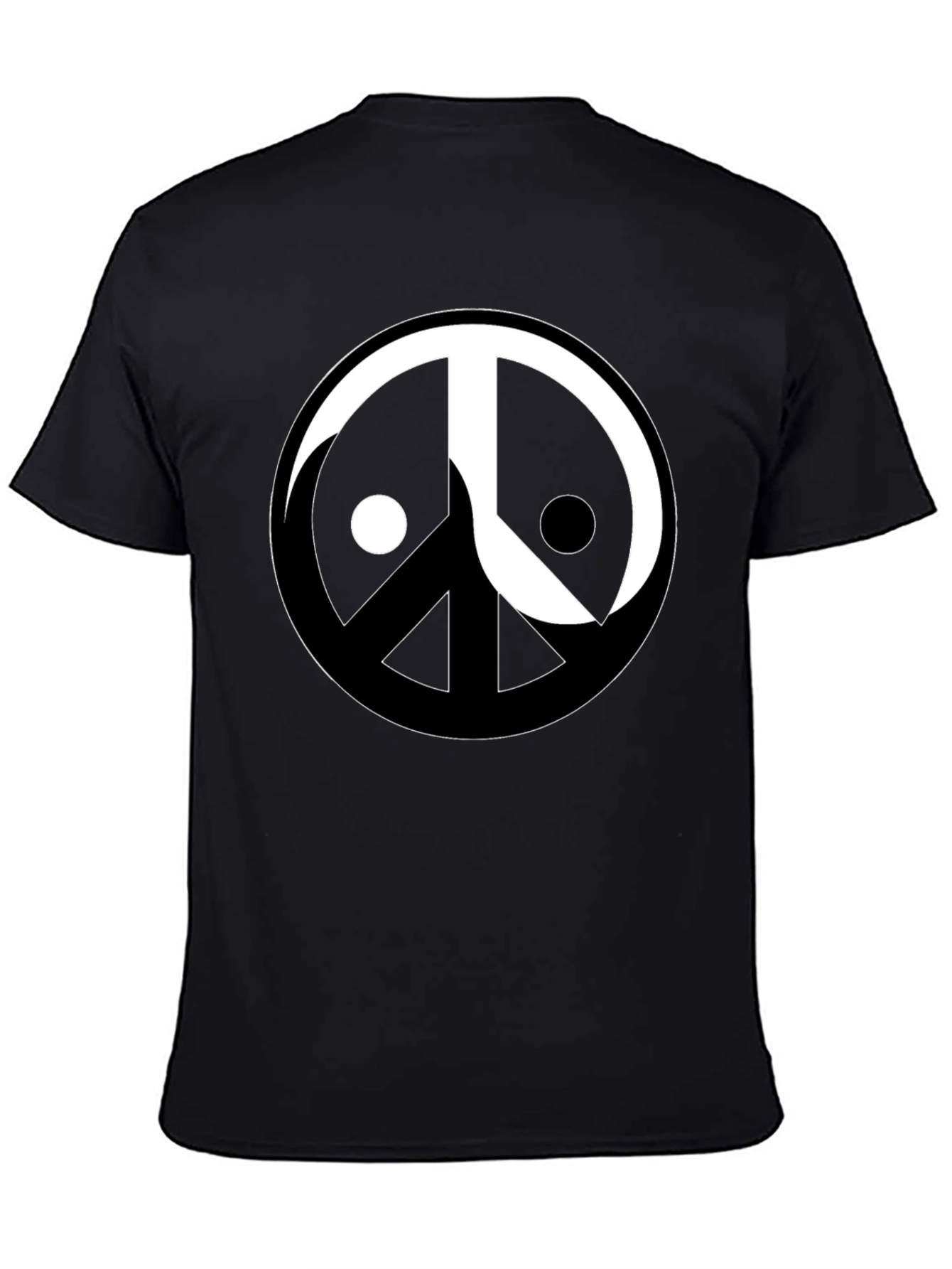 Yin Yang Peace Sign Graphic Tee - Black