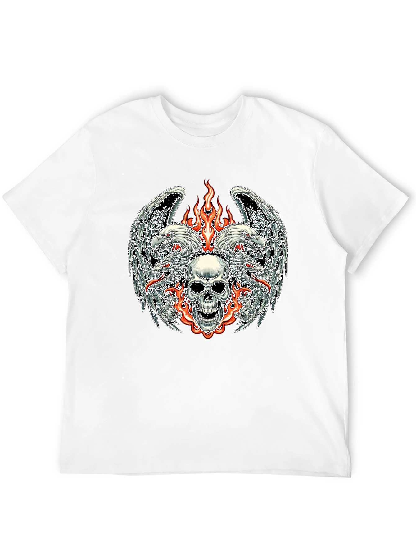 Skull & Eagle Wings Graphic Tee - Black