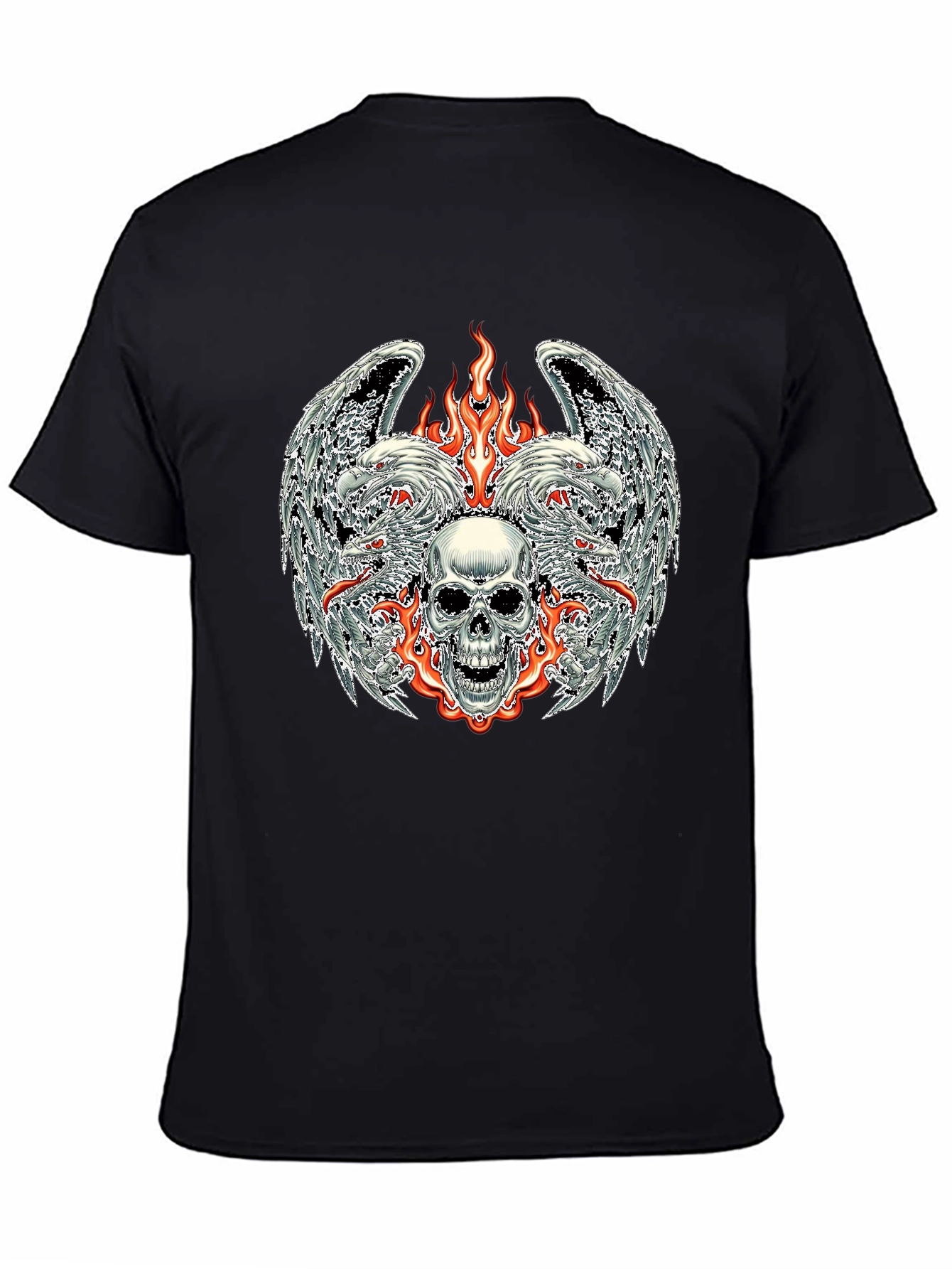 Skull & Eagle Wings Graphic Tee - Black