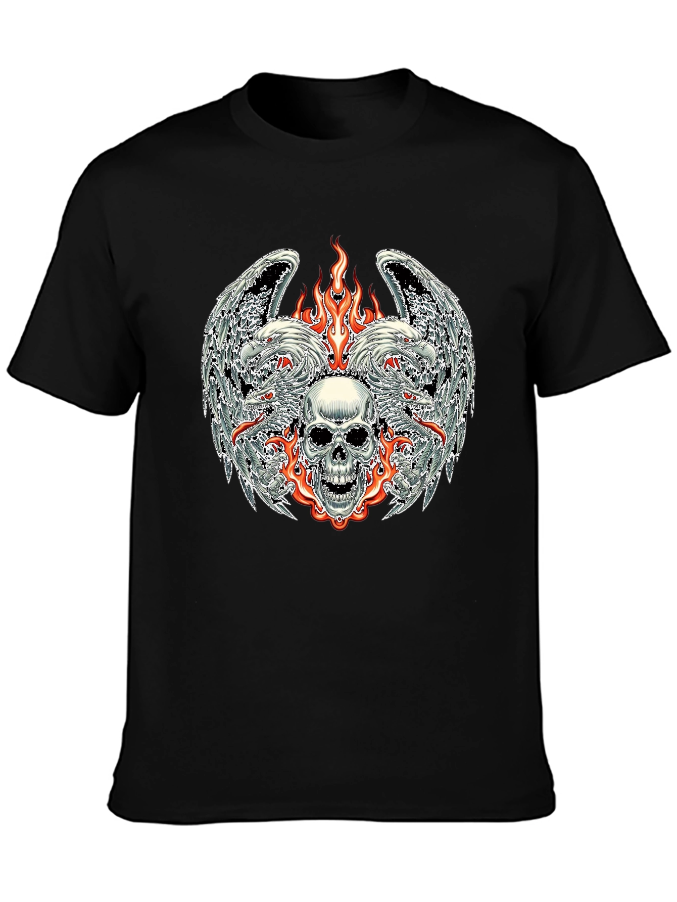 Skull & Eagle Wings Graphic Tee - Black