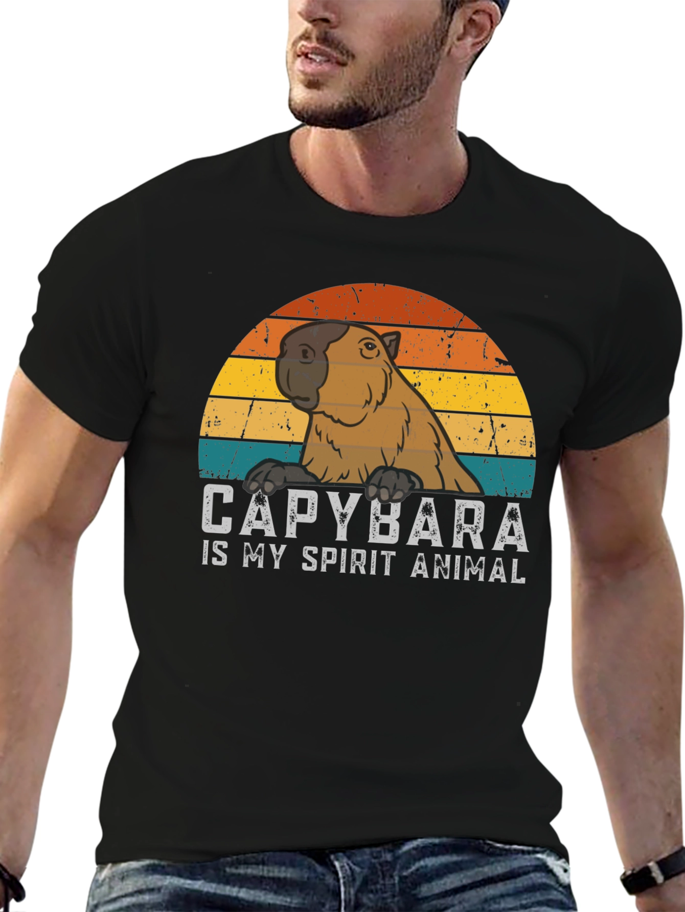 Capybara Spirit Animal Graphic Tee - Cool Retro Design