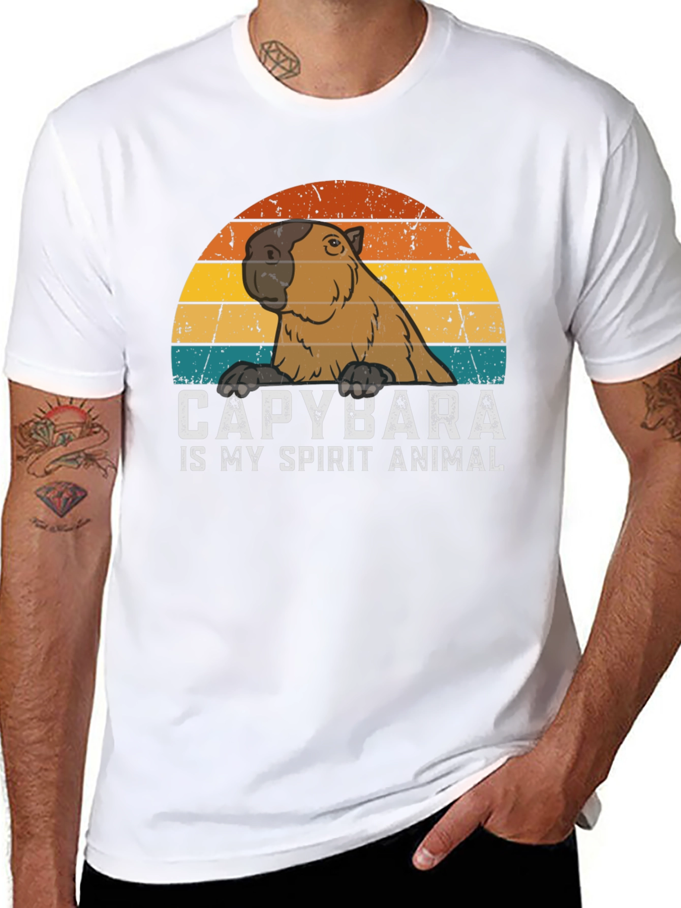 Capybara Spirit Animal Graphic Tee - Cool Retro Design