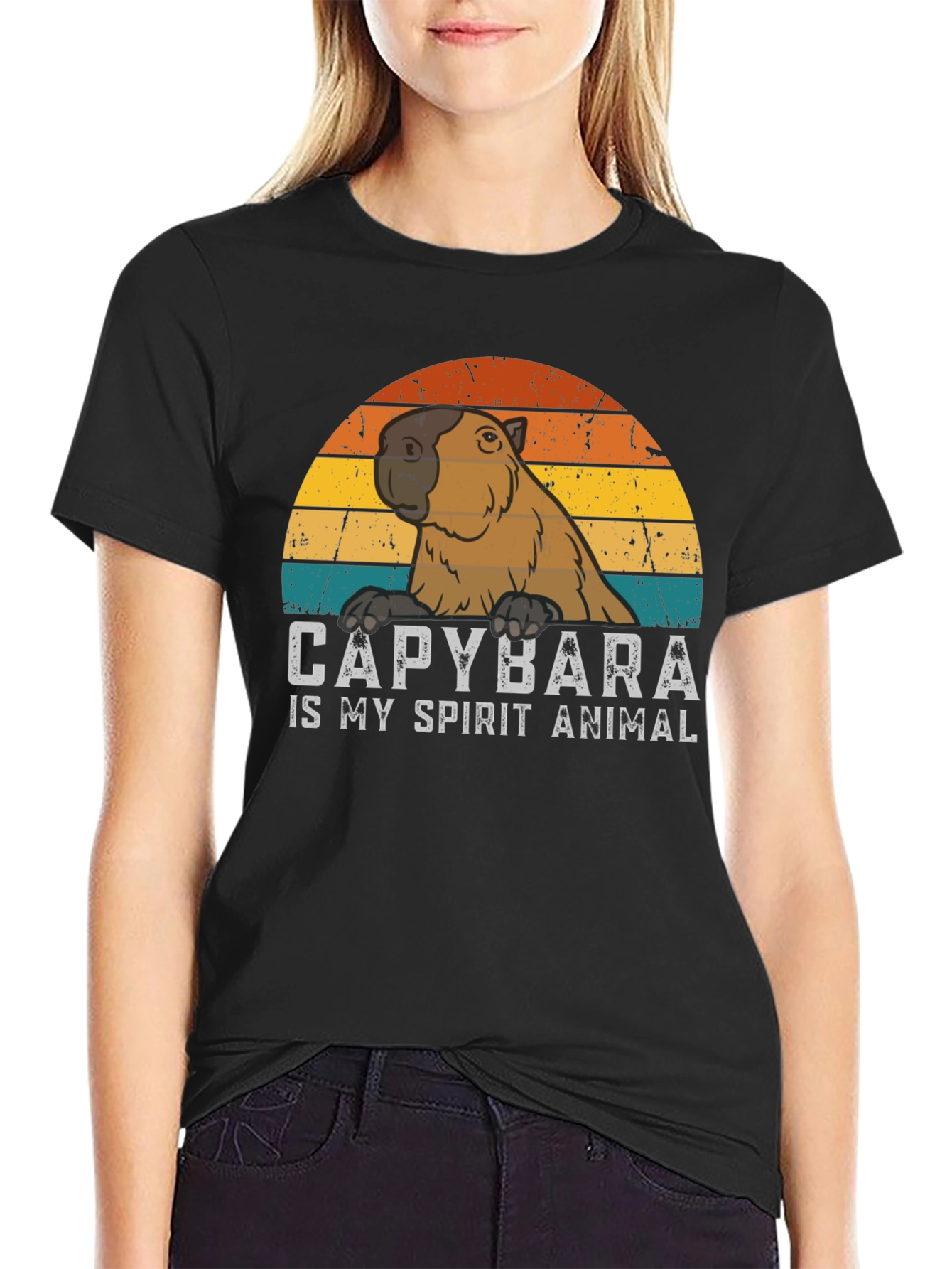 Capybara Spirit Animal Graphic Tee - Cool Retro Design