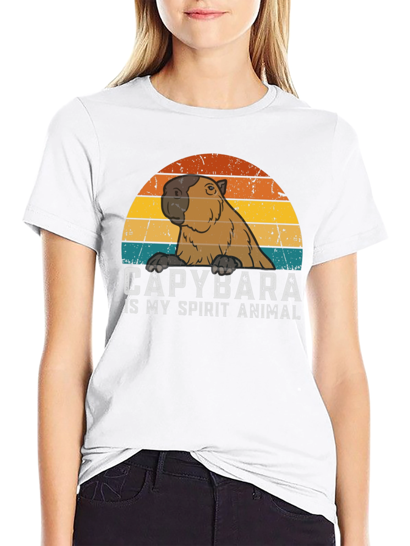 Capybara Spirit Animal Graphic Tee - Cool Retro Design
