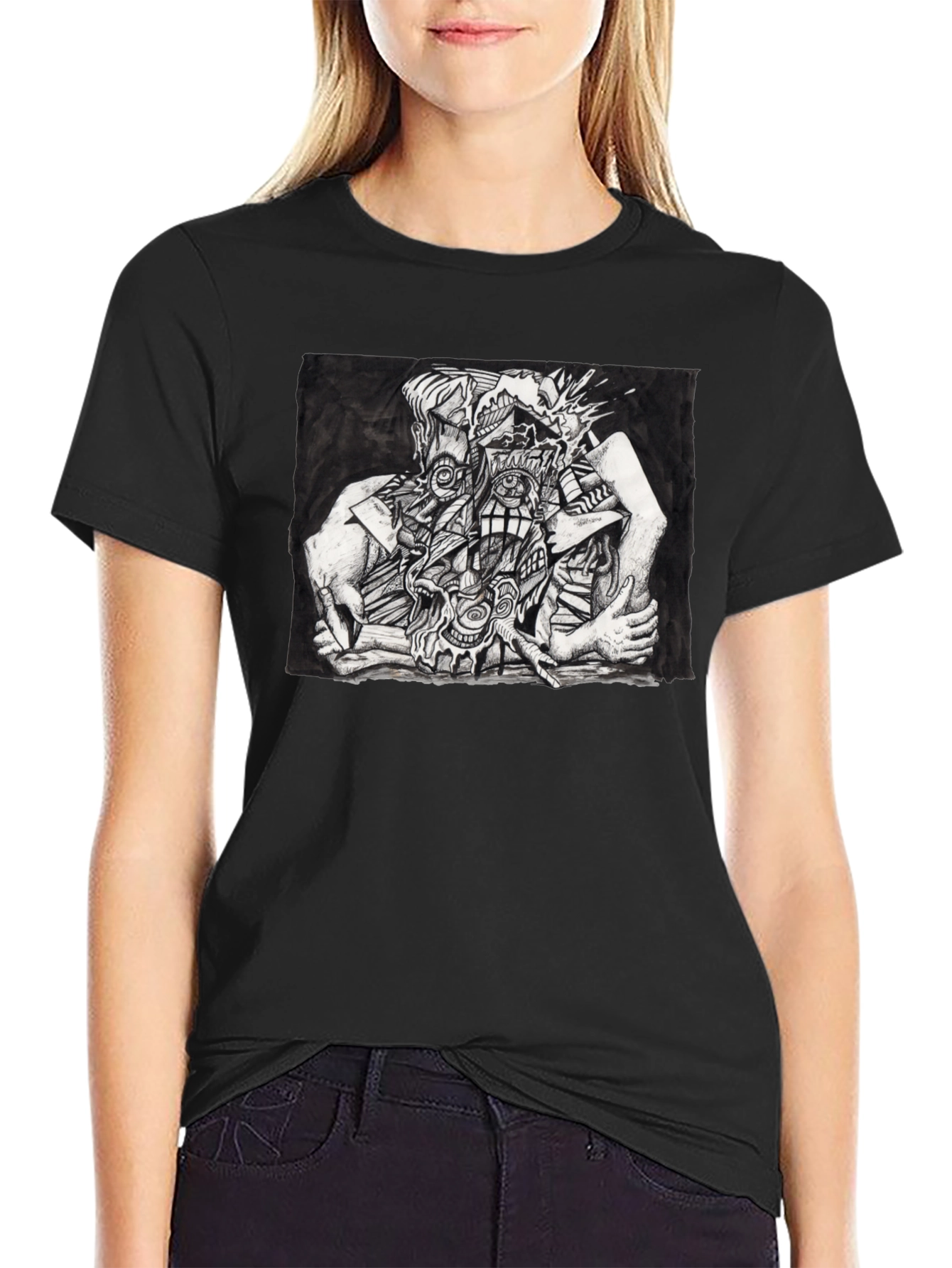 Abstract Art Graphic Tee - Unisex Black T-Shirt