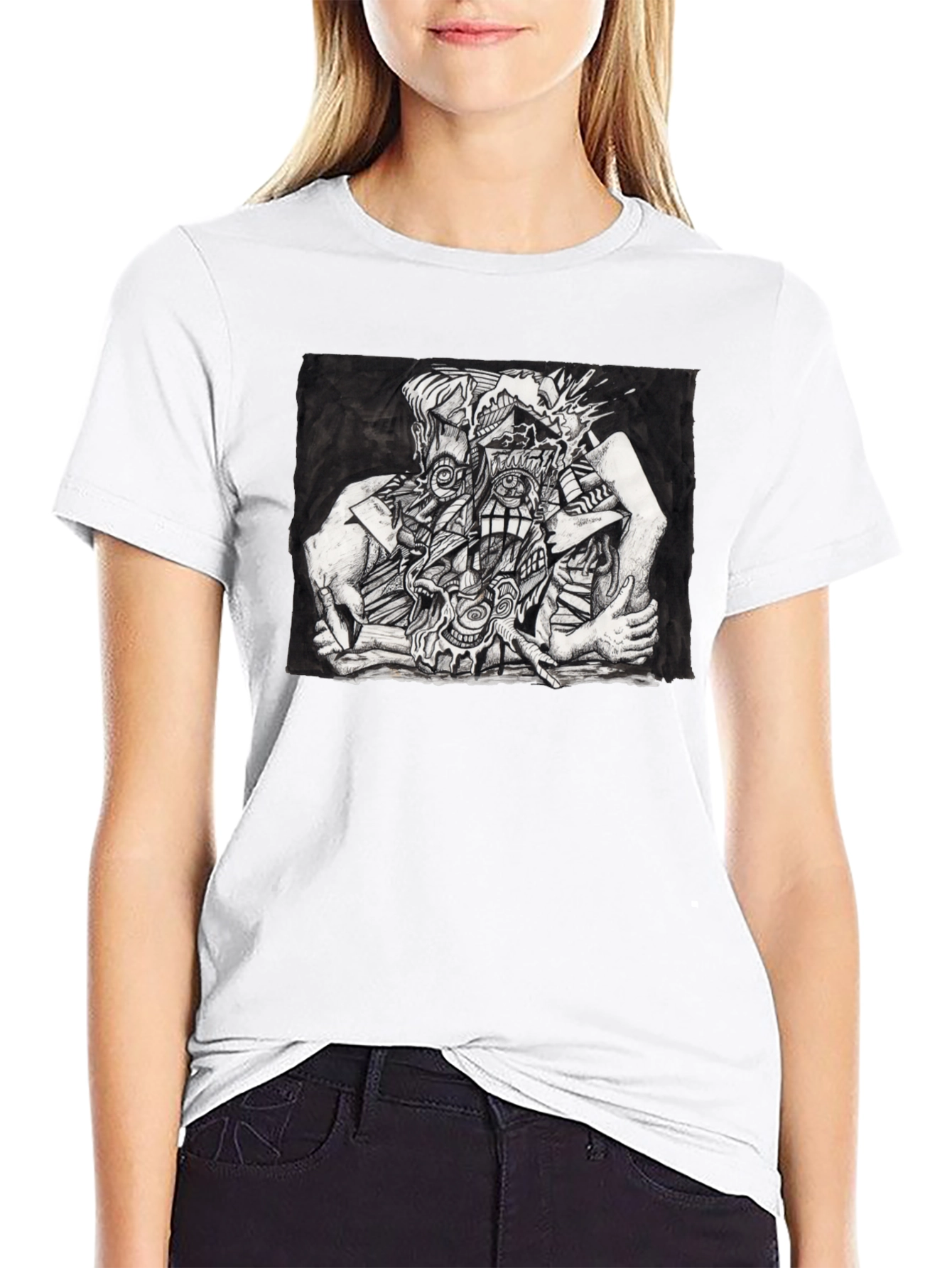 Abstract Art Graphic Tee - Unisex Black T-Shirt