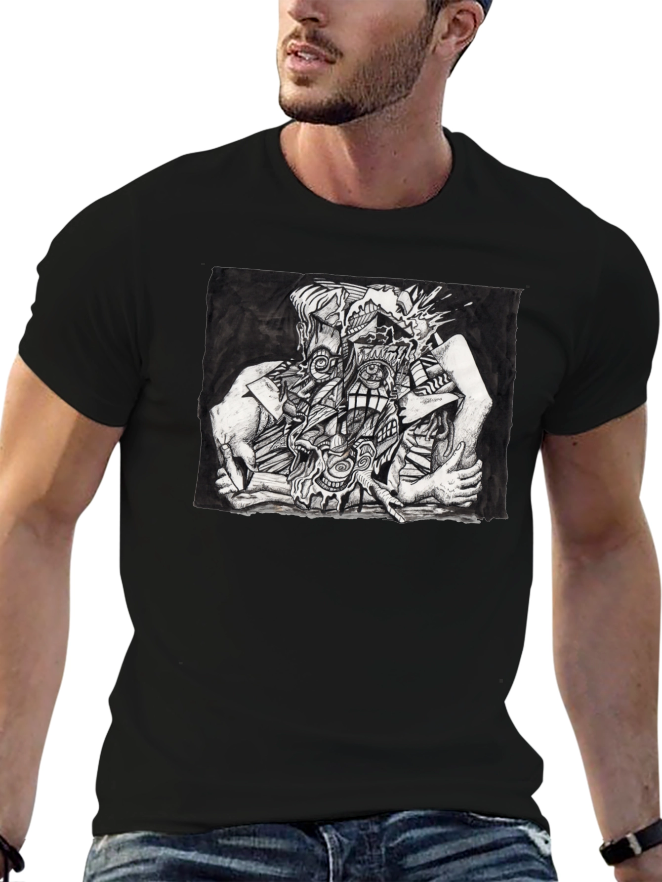 Abstract Art Graphic Tee - Unisex Black T-Shirt