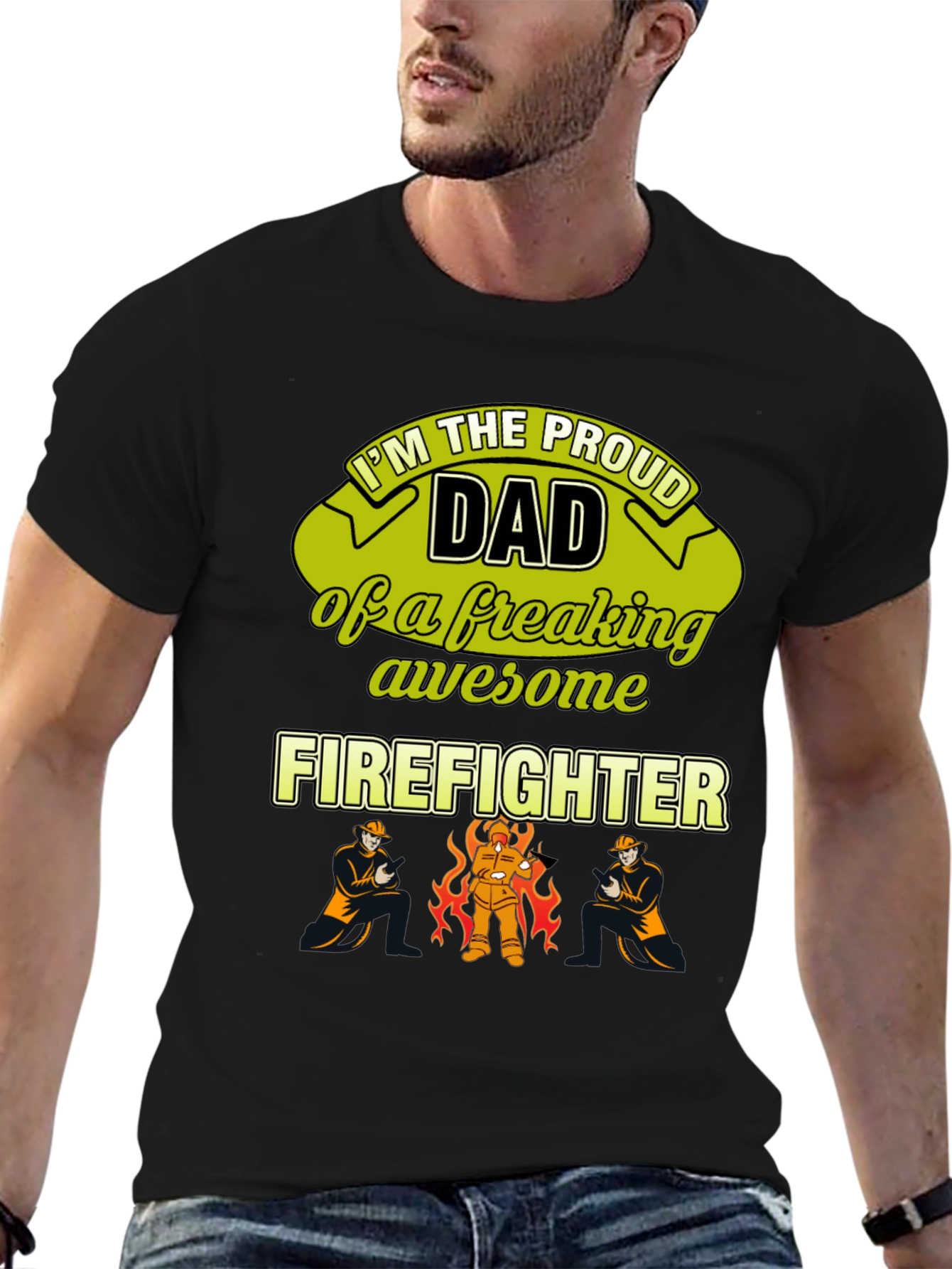 Proud Firefighter Dad T-Shirt