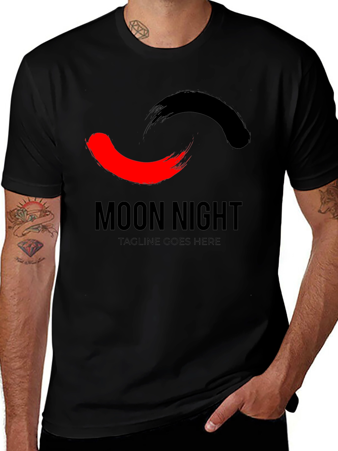 Moon Night Graphic Tee - Stylish Black T-Shirt