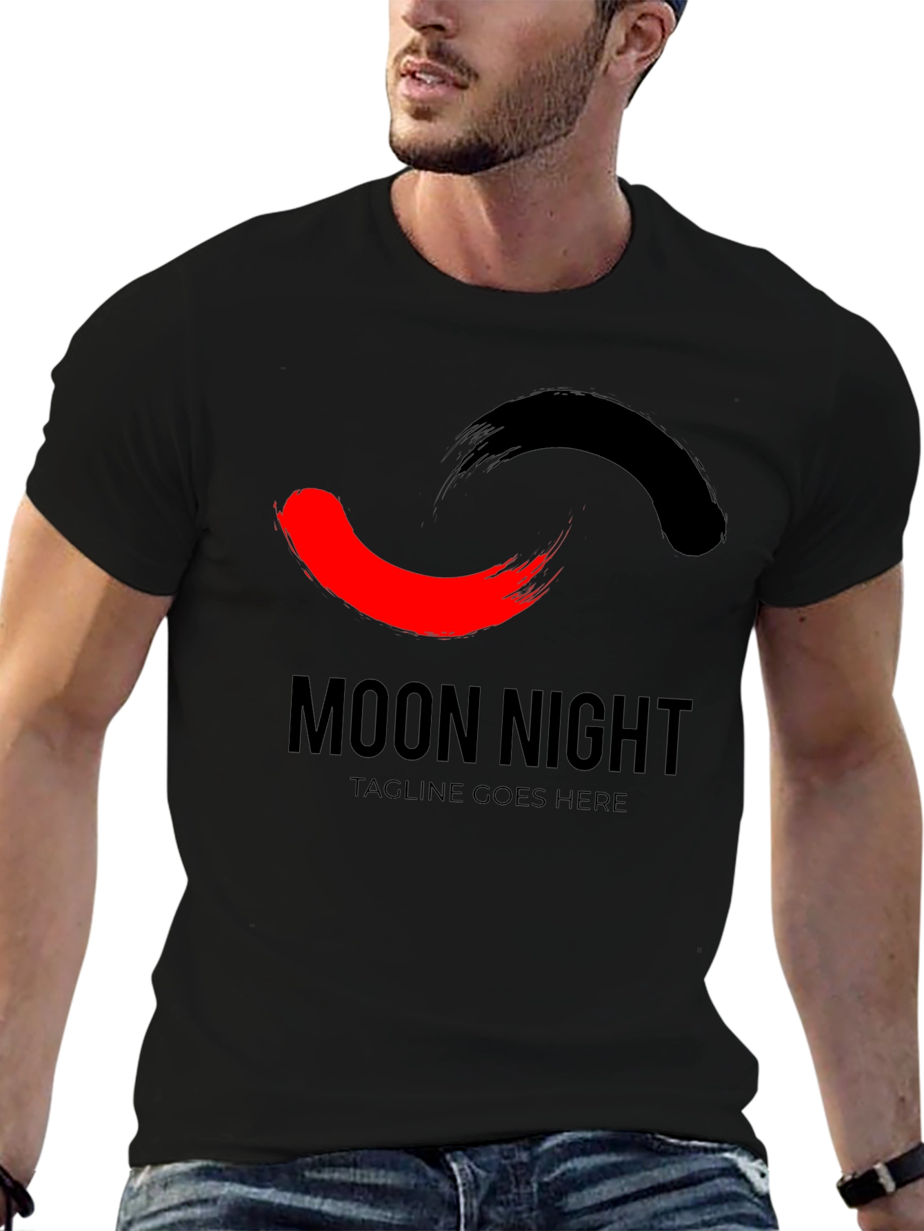 Moon Night Graphic Tee - Stylish Black T-Shirt