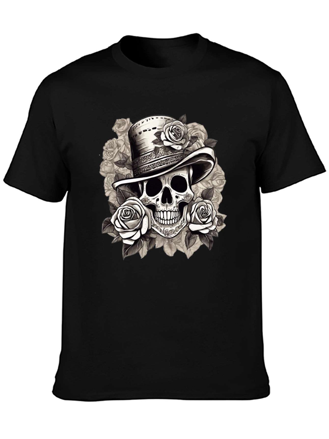 Skull & Roses Graphic Tee - Stylish Mens T-Shirt