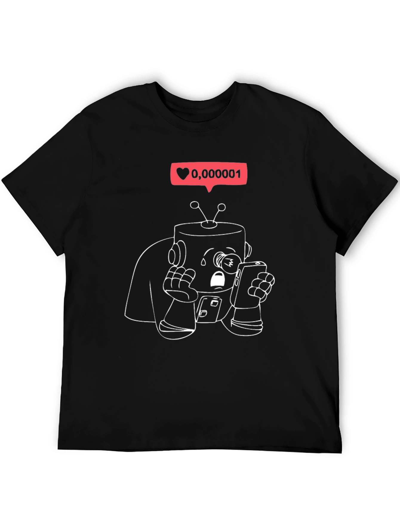 Sad Robot Phone Addict T-Shirt