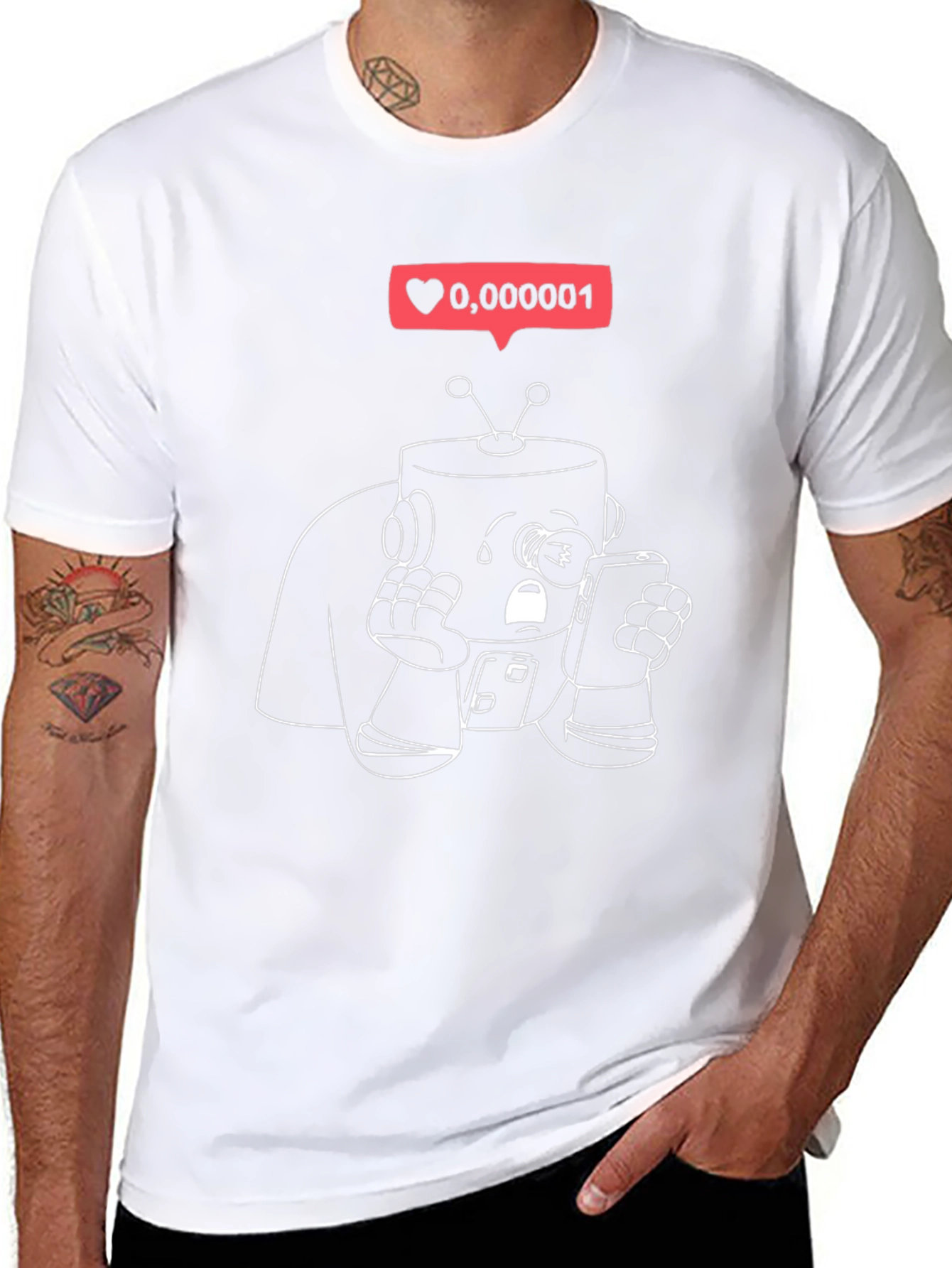 Sad Robot Phone Addict T-Shirt
