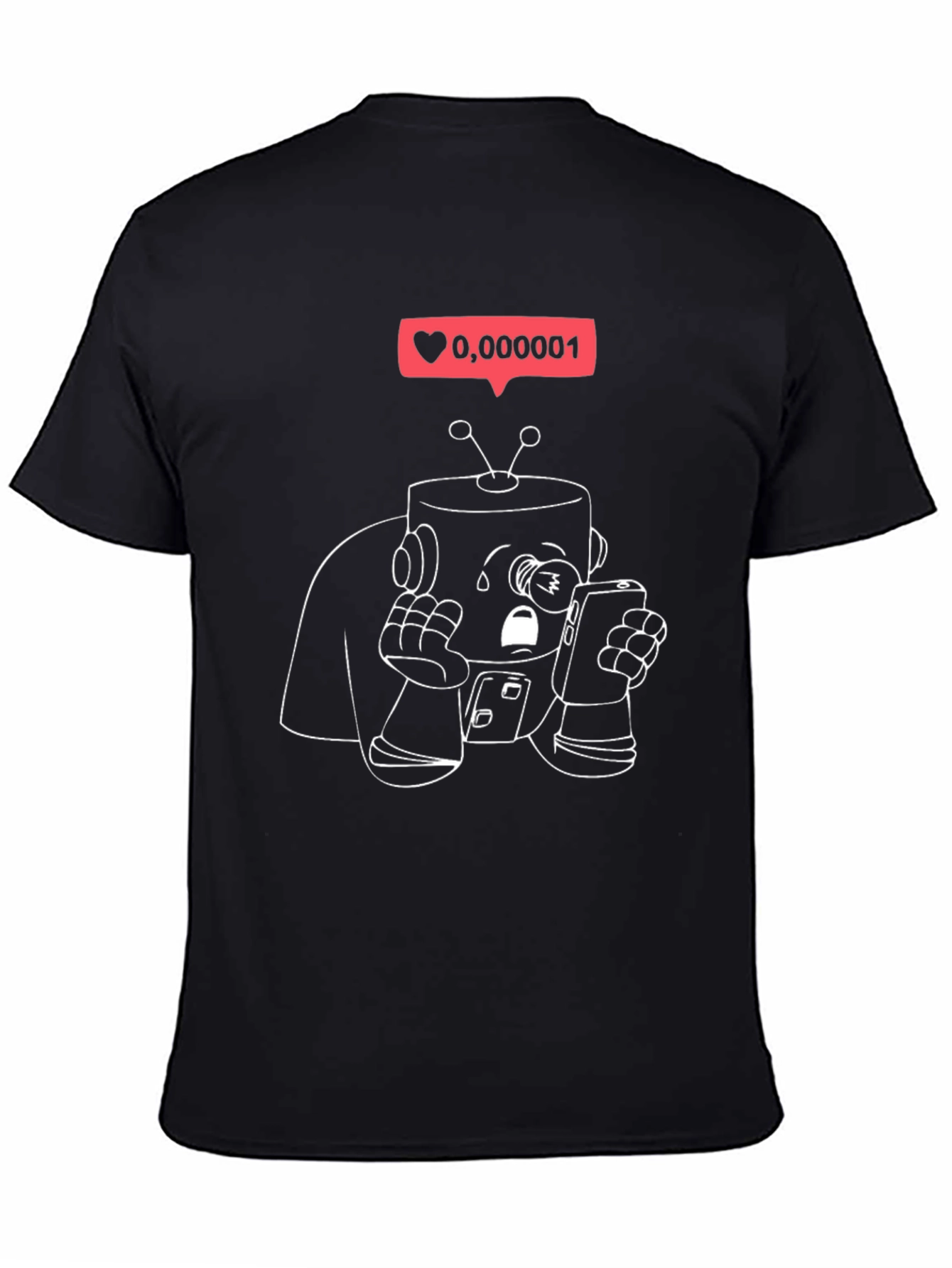 Sad Robot Phone Addict T-Shirt